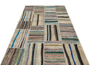 Teselya Beige Striped Wool Handmade Area Rug 4'11" x 7'7"
