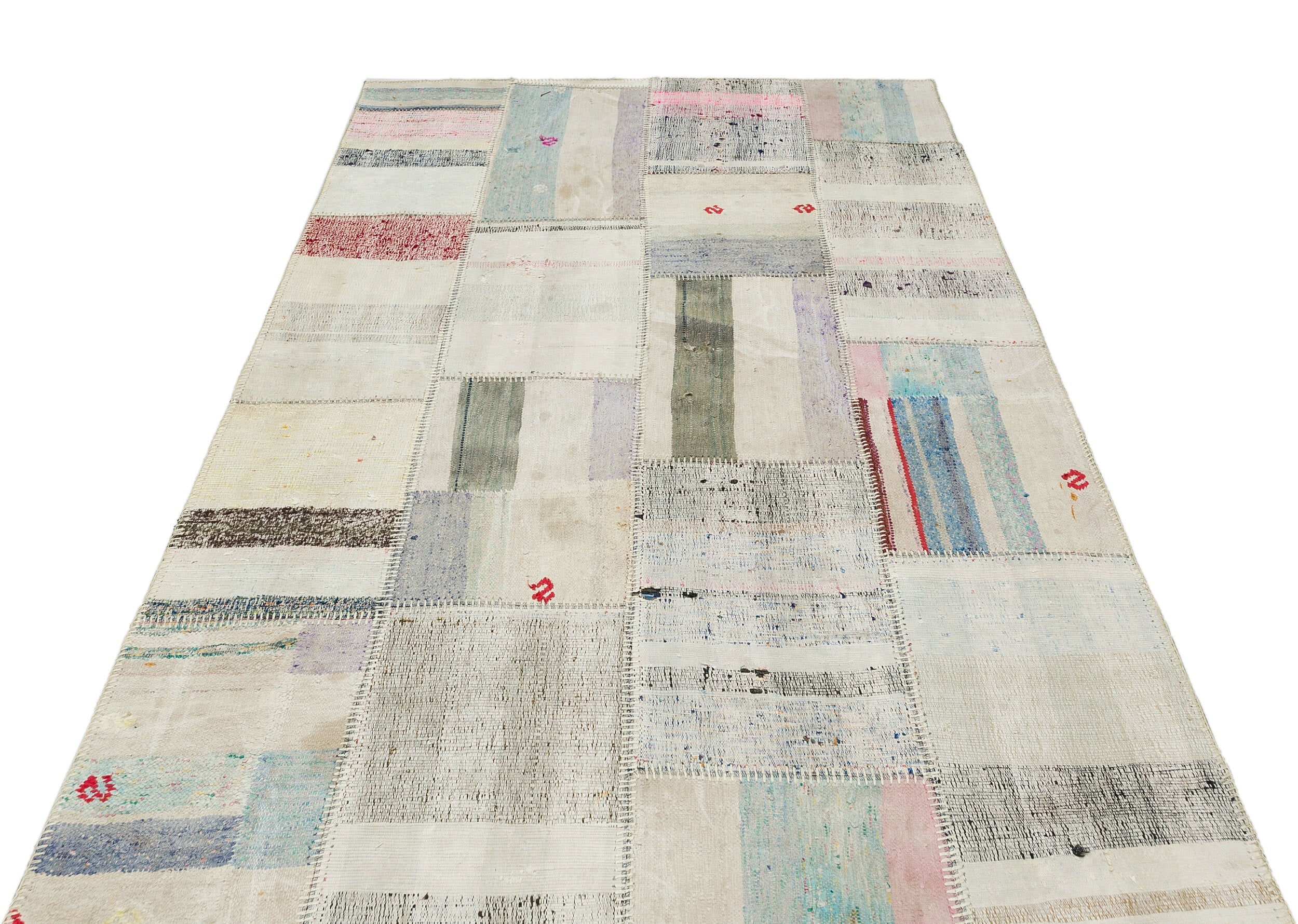 Teselya 36323 Beige Striped Wool Handmade Area Rug 5'1" x 7'7"