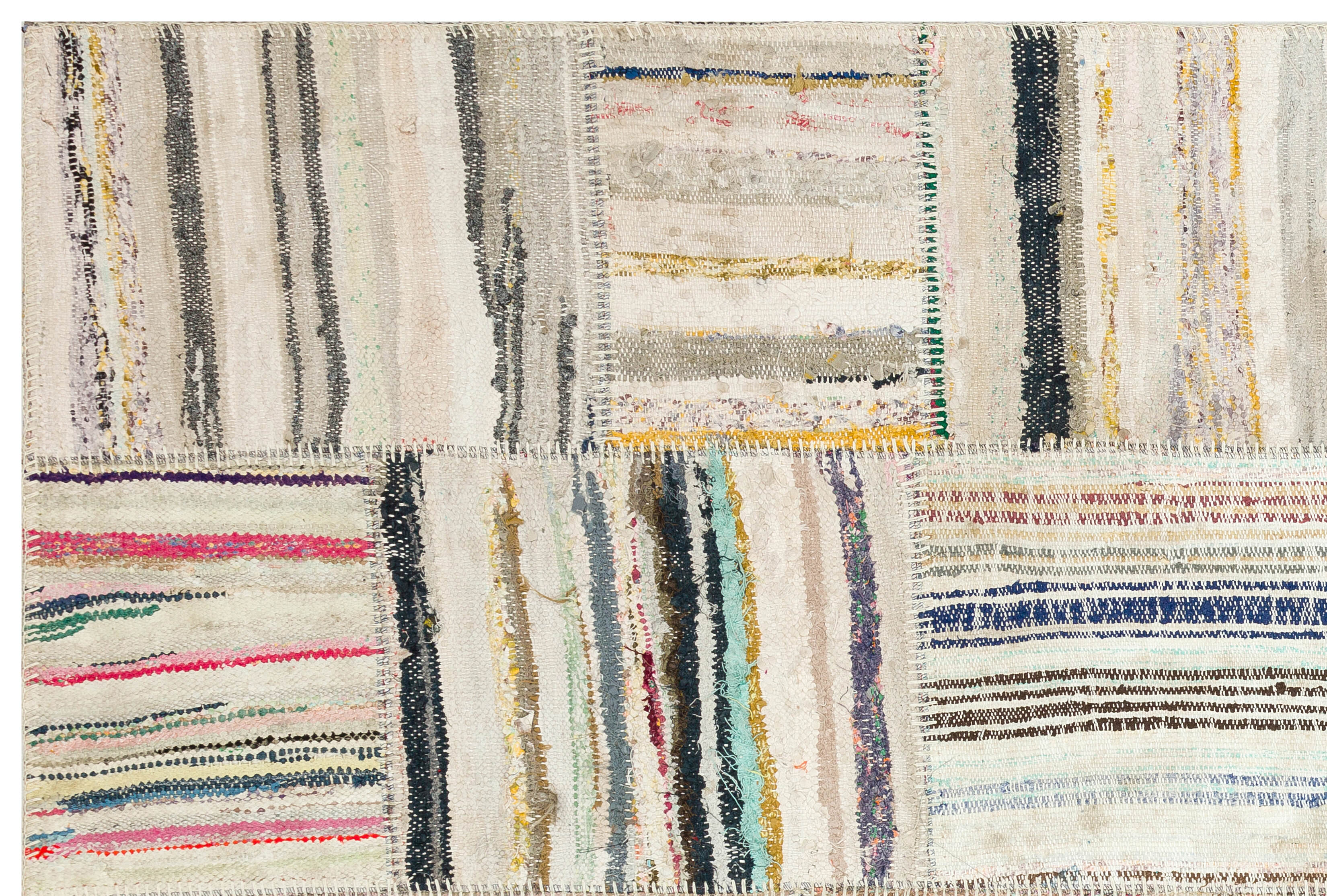 Teselya 36326 Beige Striped Wool Handmade Area Rug 5'2" x 7'7"
