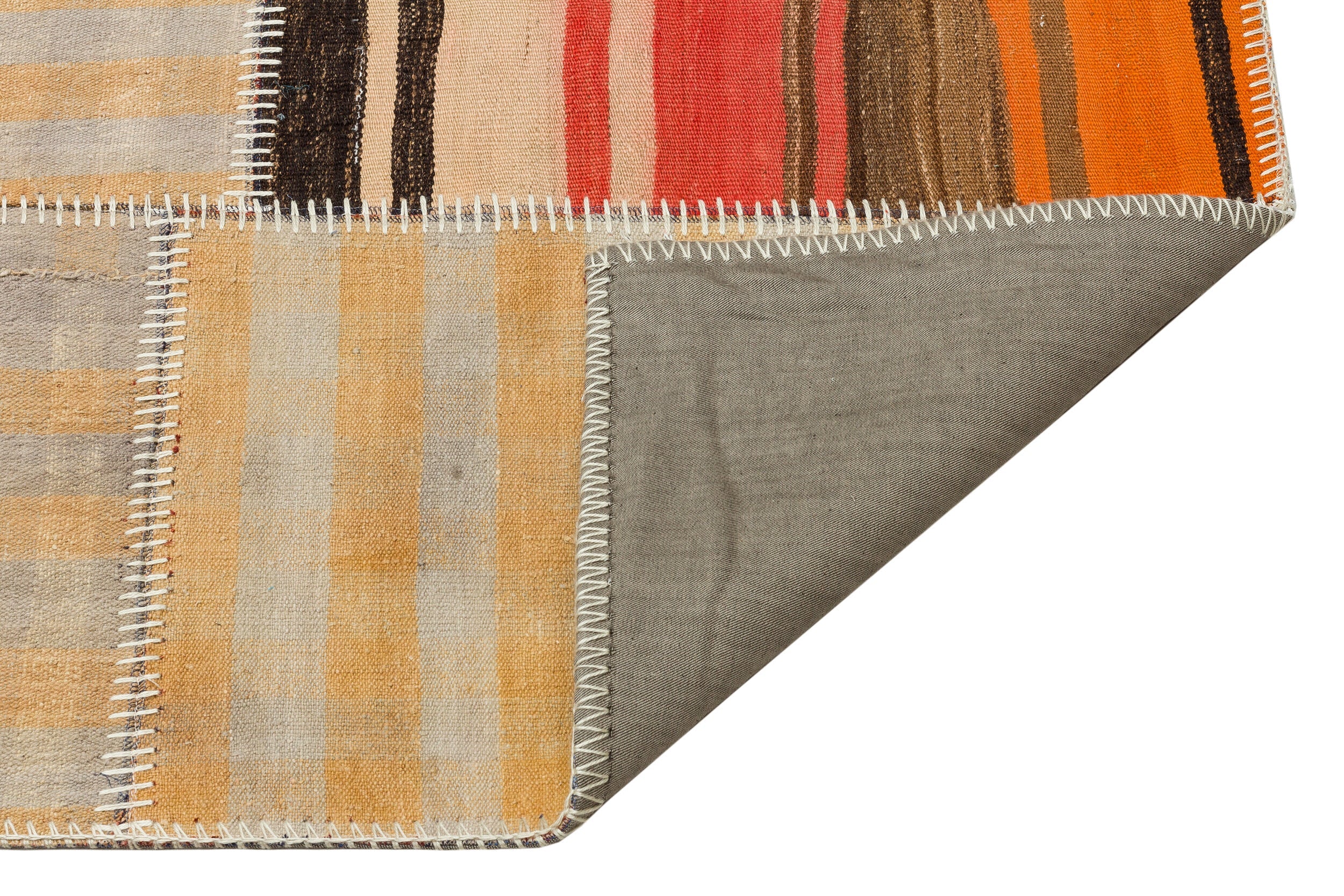 Teselya 36327 Beige Striped Wool Handmade Area Rug 5'2" x 7'8"