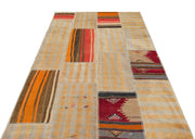 Teselya 36327 Beige Striped Wool Handmade Area Rug 5'2" x 7'8"