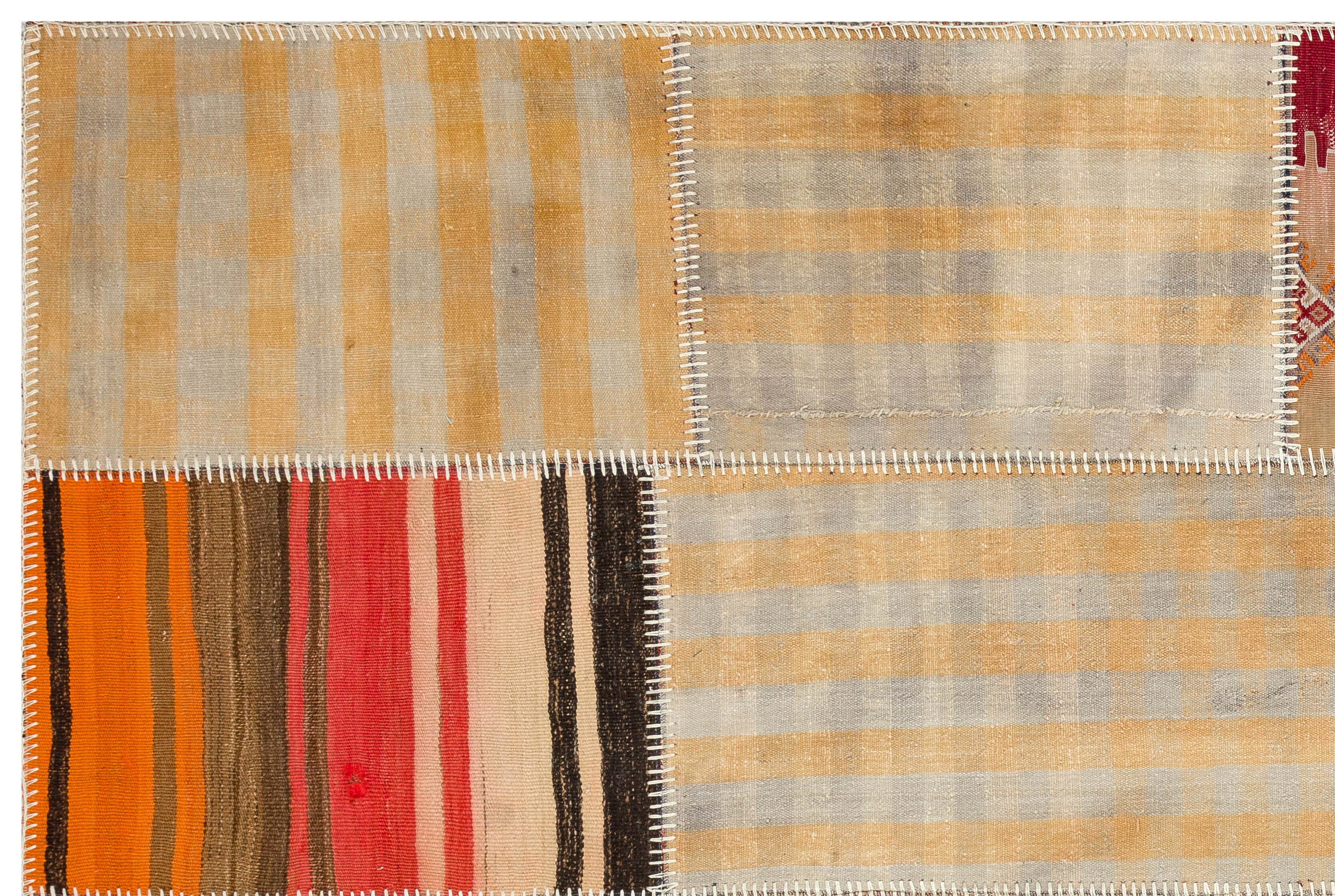 Teselya 36327 Beige Striped Wool Handmade Area Rug 5'2" x 7'8"