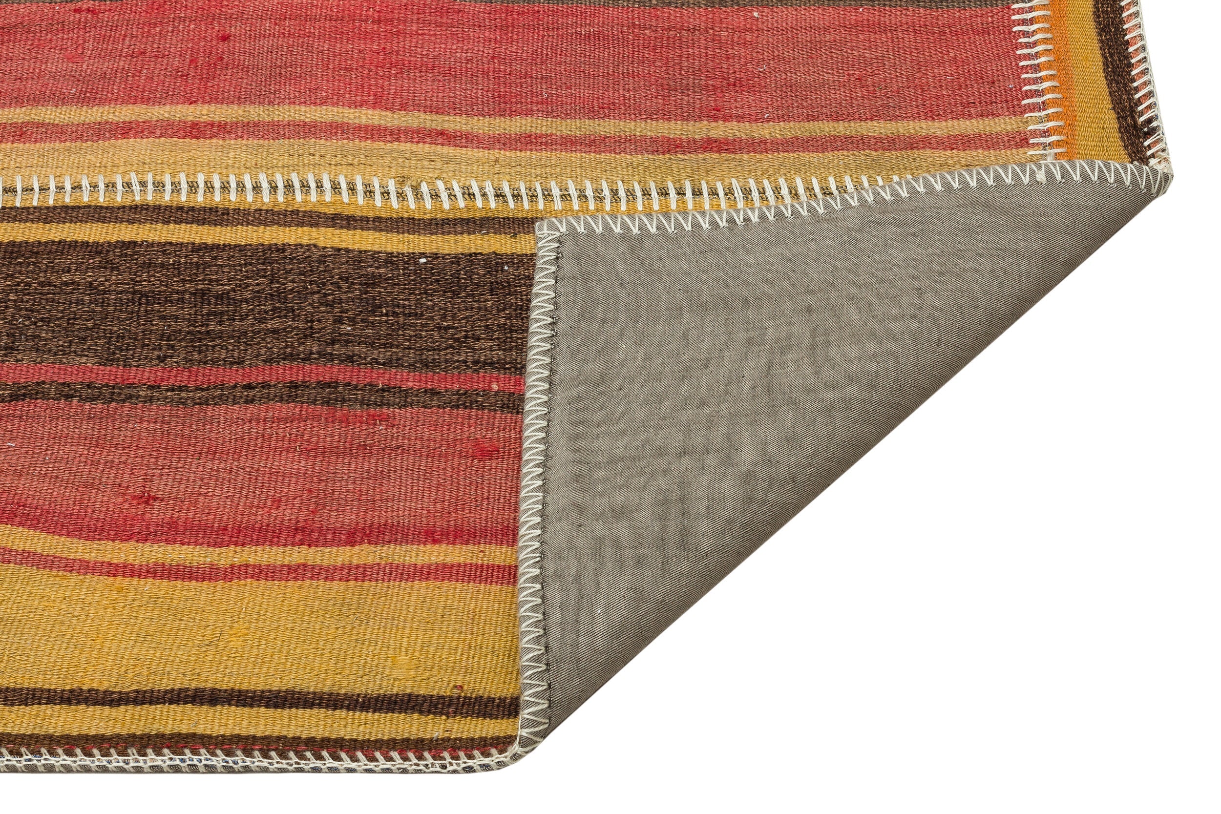 Teselya Yellow Striped Wool Handmade Area Rug 5'3" x 7'7"