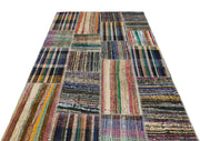 Teselya Beige Striped Wool Handmade Area Rug 5'0" x 7'5"