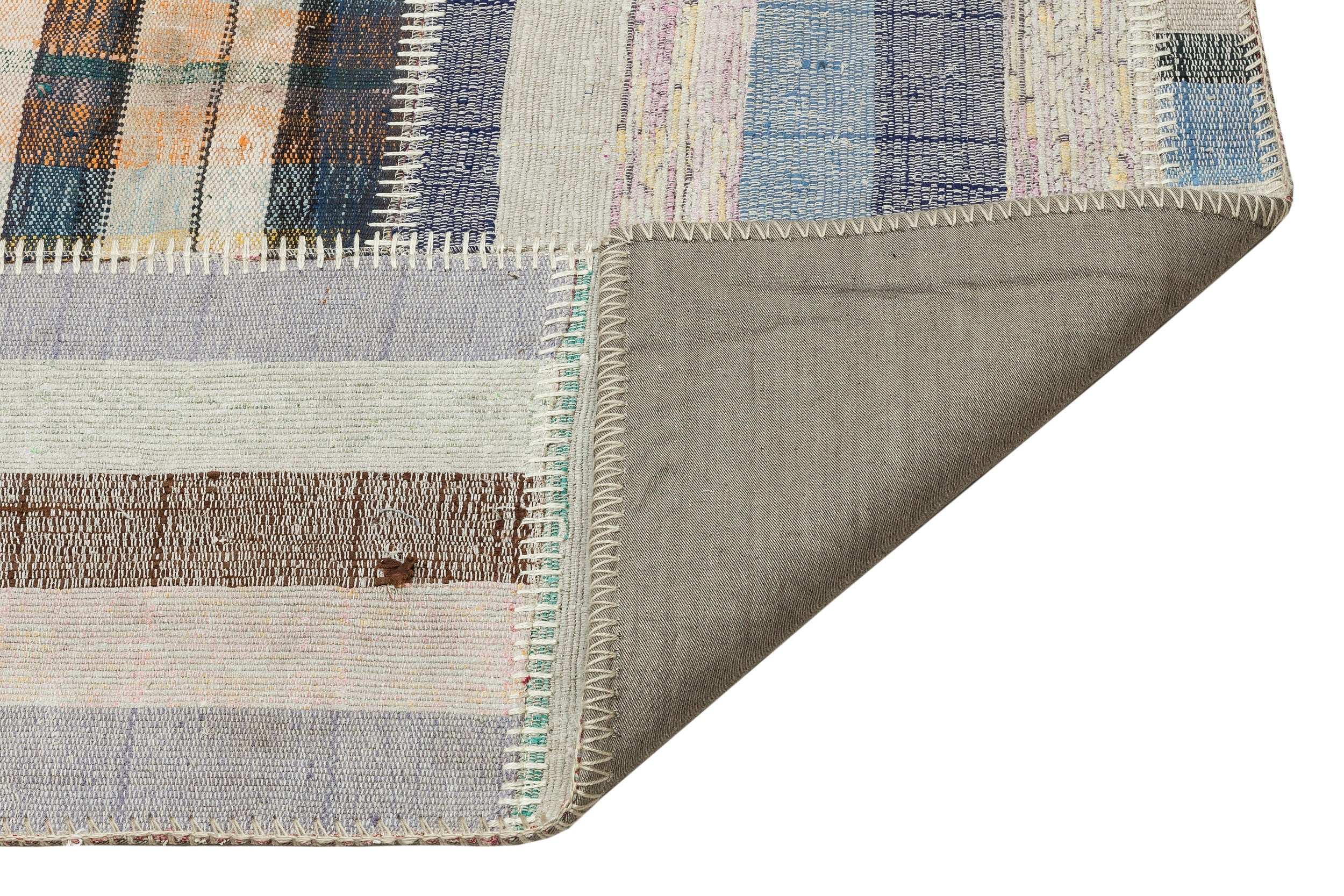 Teselya Beige Striped Wool Handmade Area Rug 5'0" x 7'5"