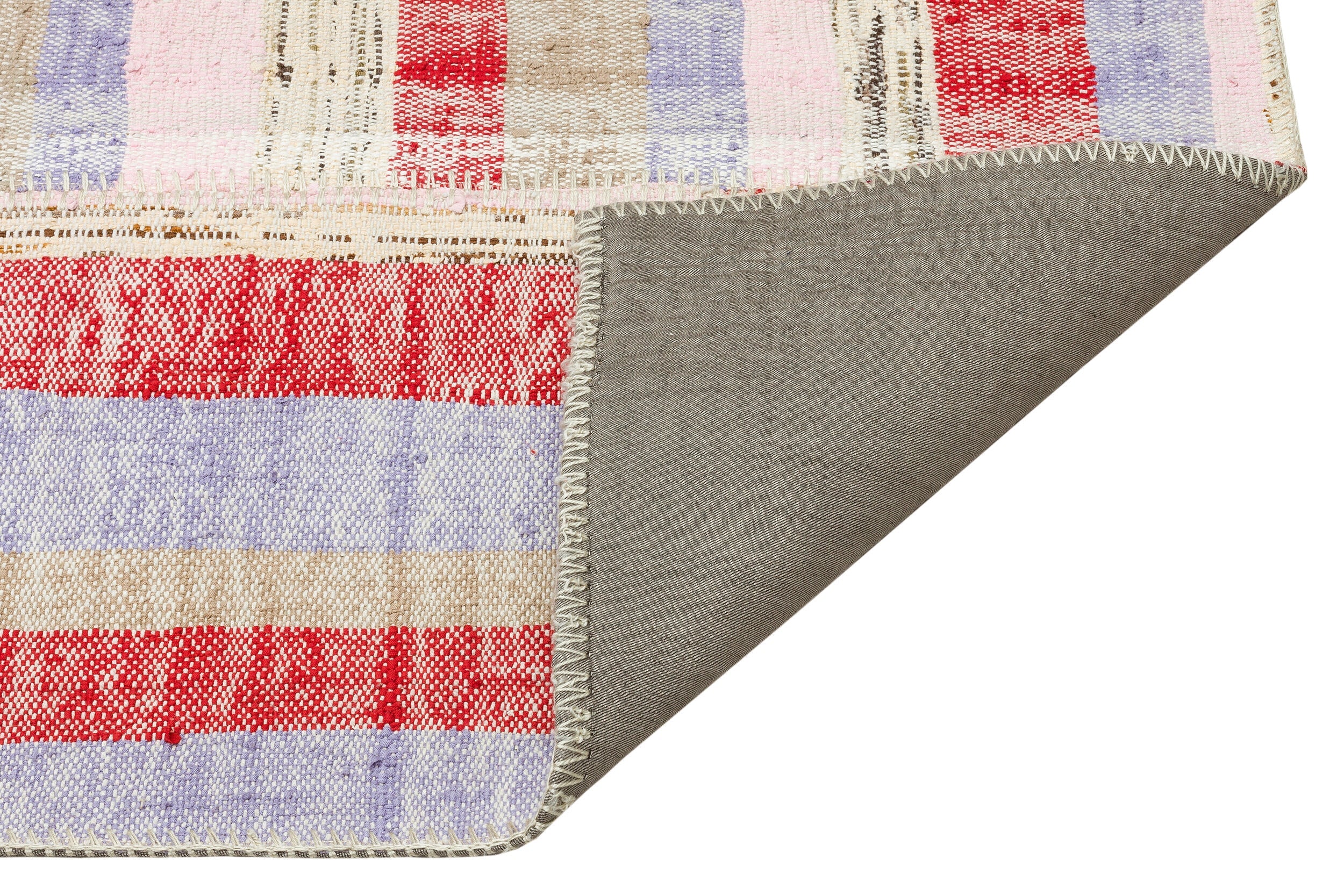 Teselya 36348 Red Striped Wool Handmade Area Rug 5'2" x 7'7"