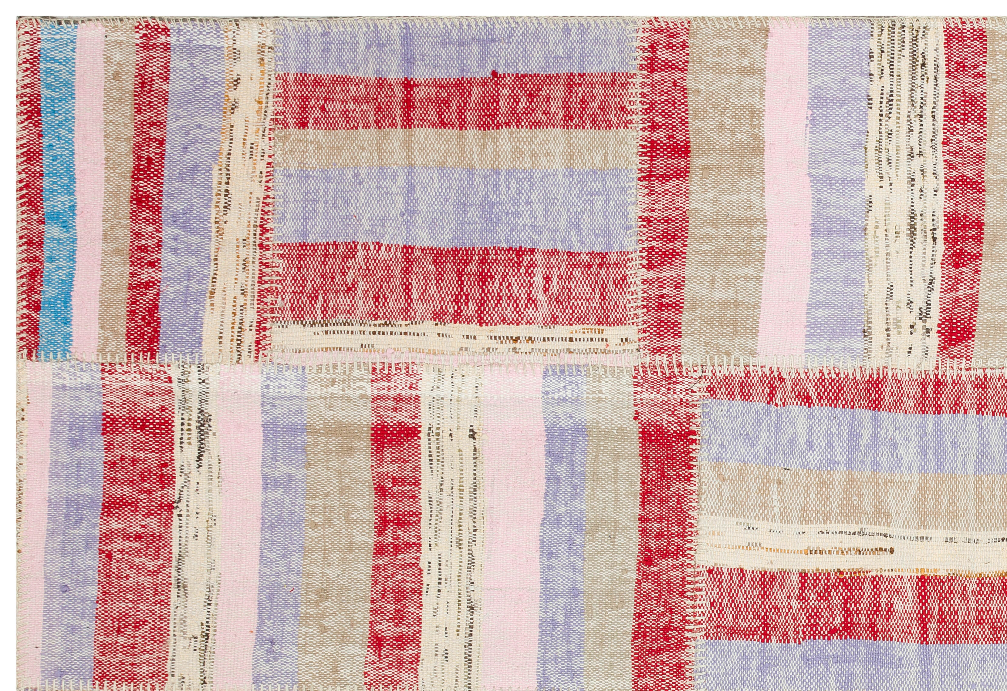 Teselya 36348 Red Striped Wool Handmade Area Rug 5'2" x 7'7"