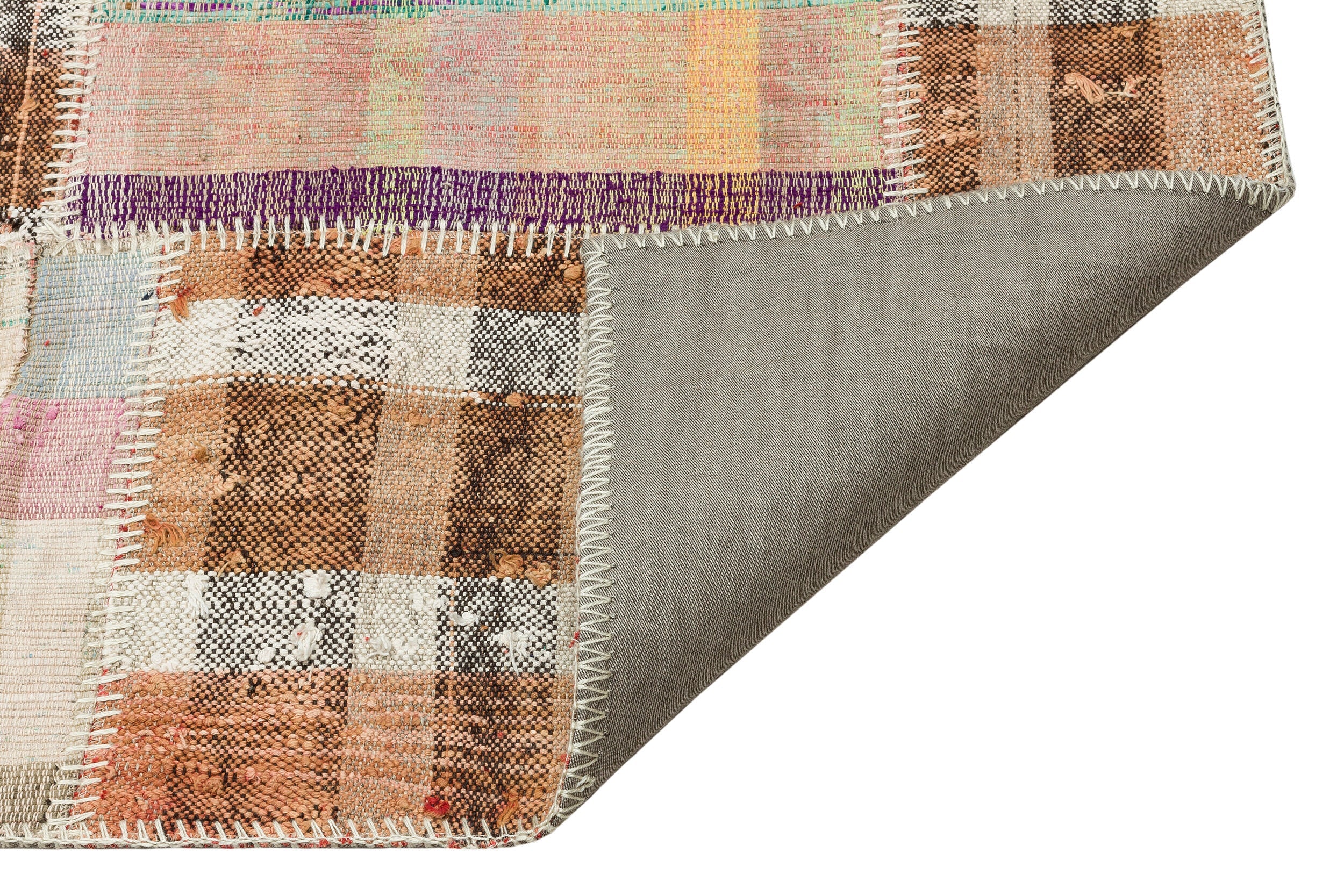 Teselya Beige Striped Wool Handmade Area Rug 4'9" x 7'0"