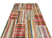 Teselya Beige Striped Wool Handmade Area Rug 4'11" x 7'7"