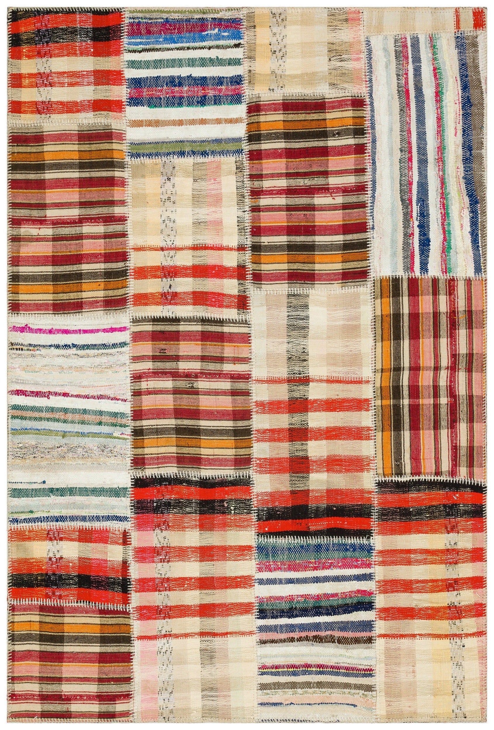 Teselya 36359 Multy Striped Wool Handmade Area Rug 5'1" x 7'6"