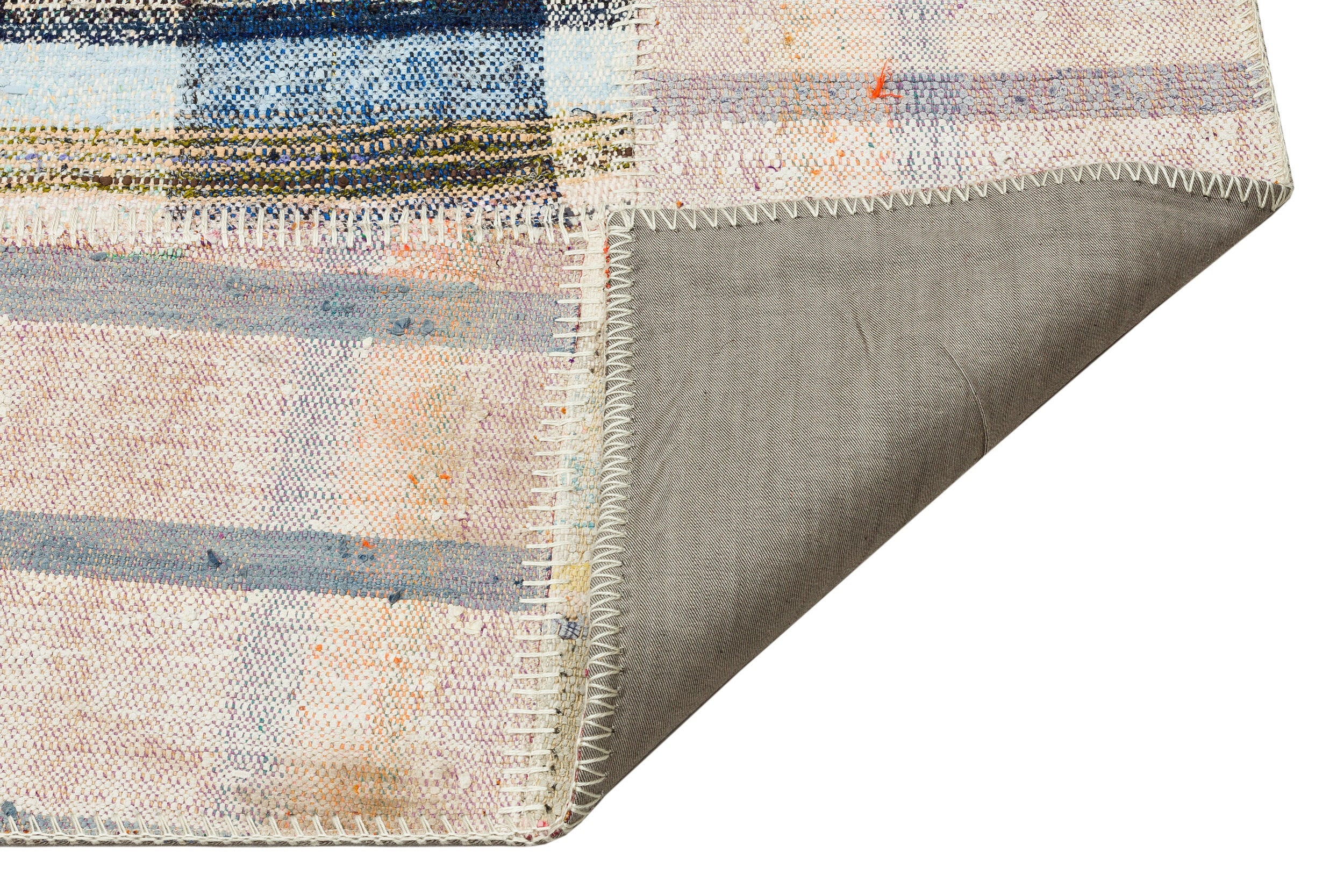 Teselya Beige Striped Wool Handmade Area Rug 4'11" x 7'5"