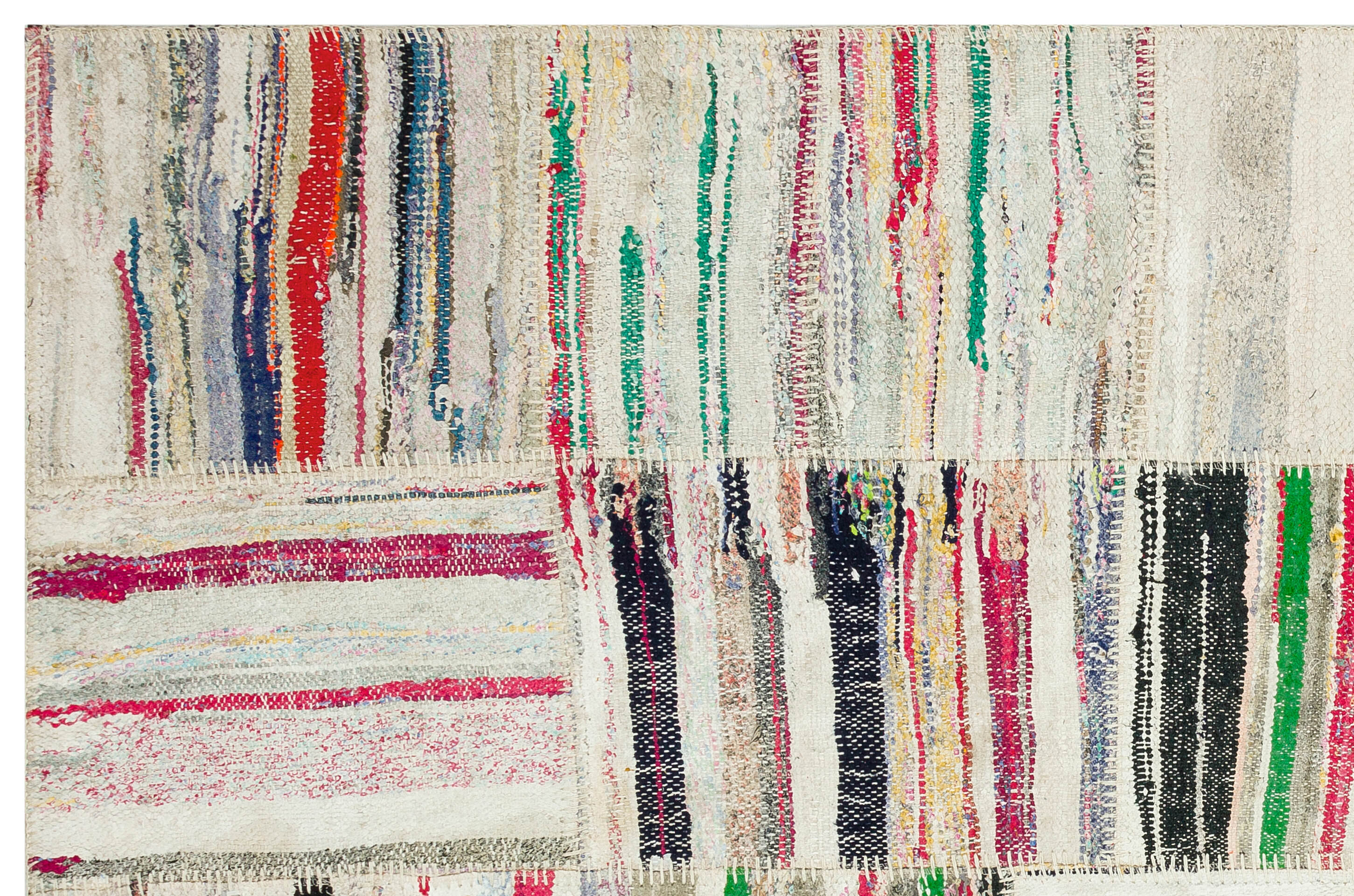 Teselya Beige Striped Wool Handmade Area Rug 5'0" x 7'8"