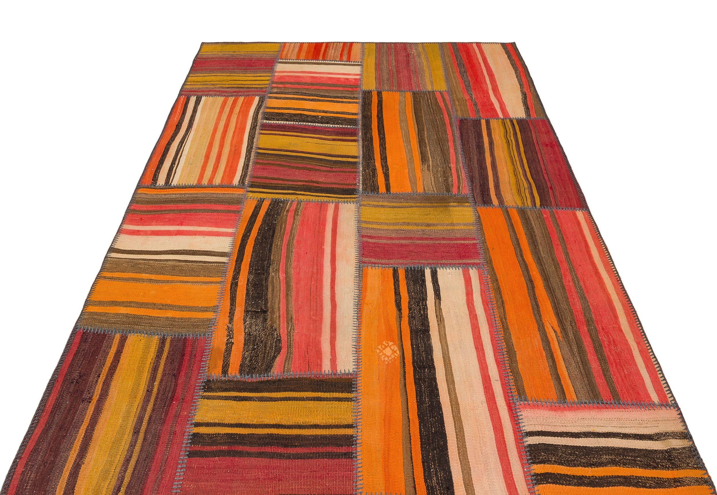 Teselya Orange Vintage Wool Handmade Area Rug 5'3" x 7'7"