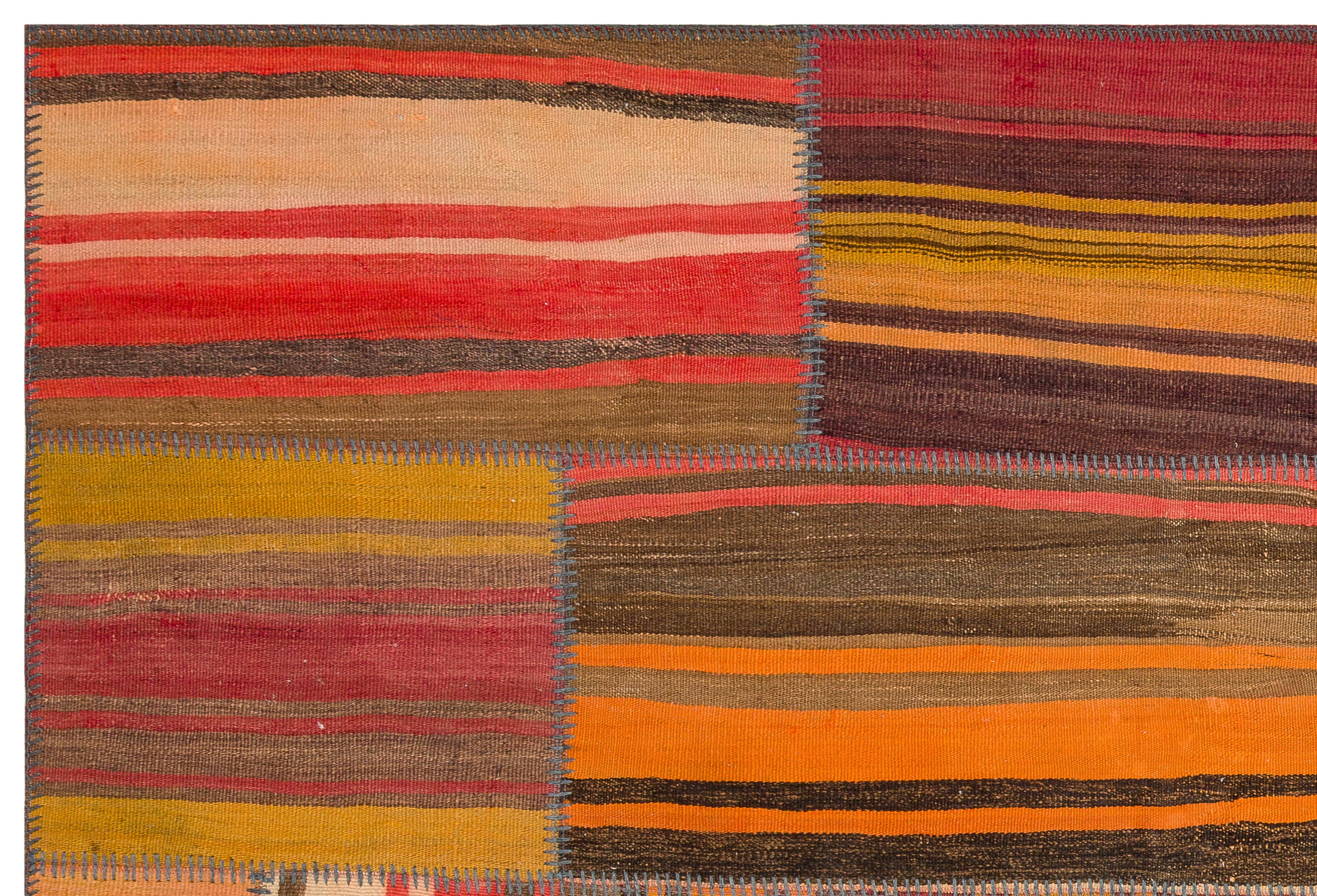 Teselya Orange Vintage Wool Handmade Area Rug 5'3" x 7'7"