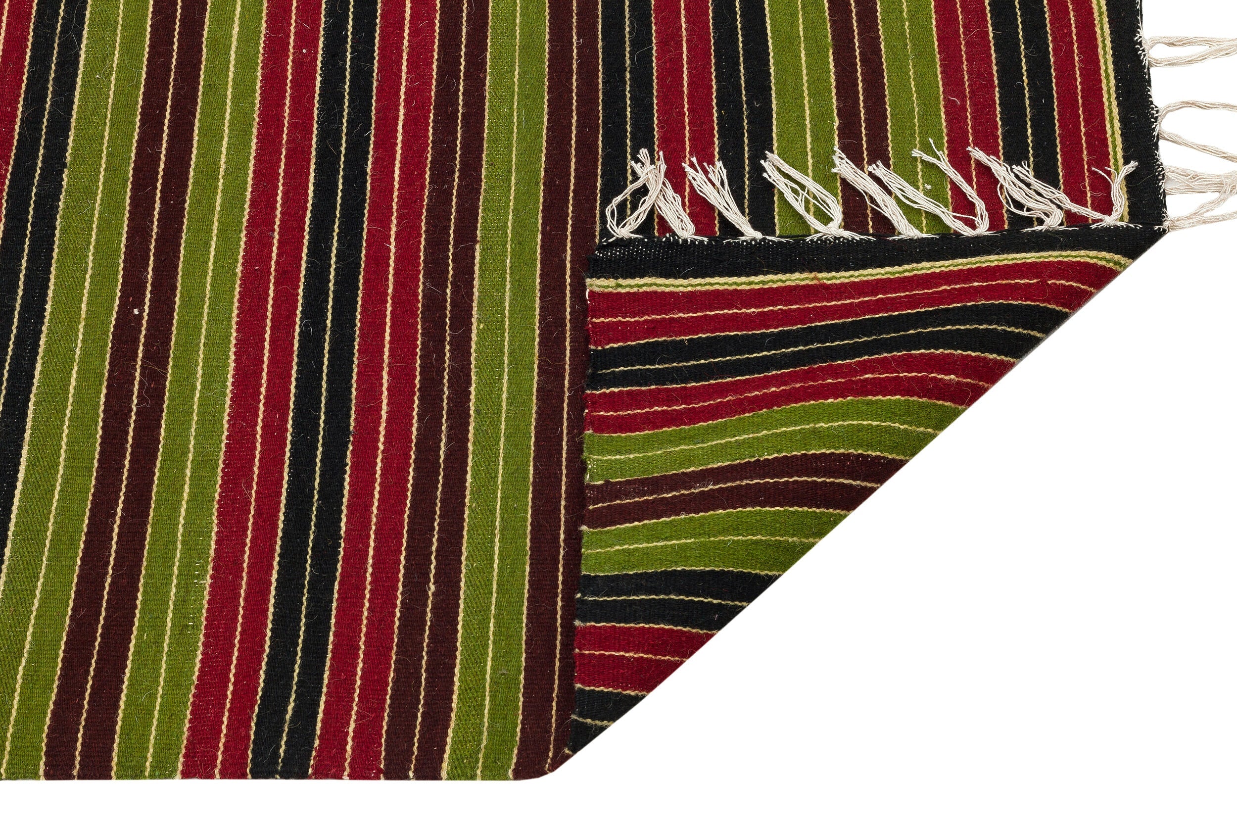 Girit Red Striped Wool Handmade Area Rug 2'2" x 3'6"