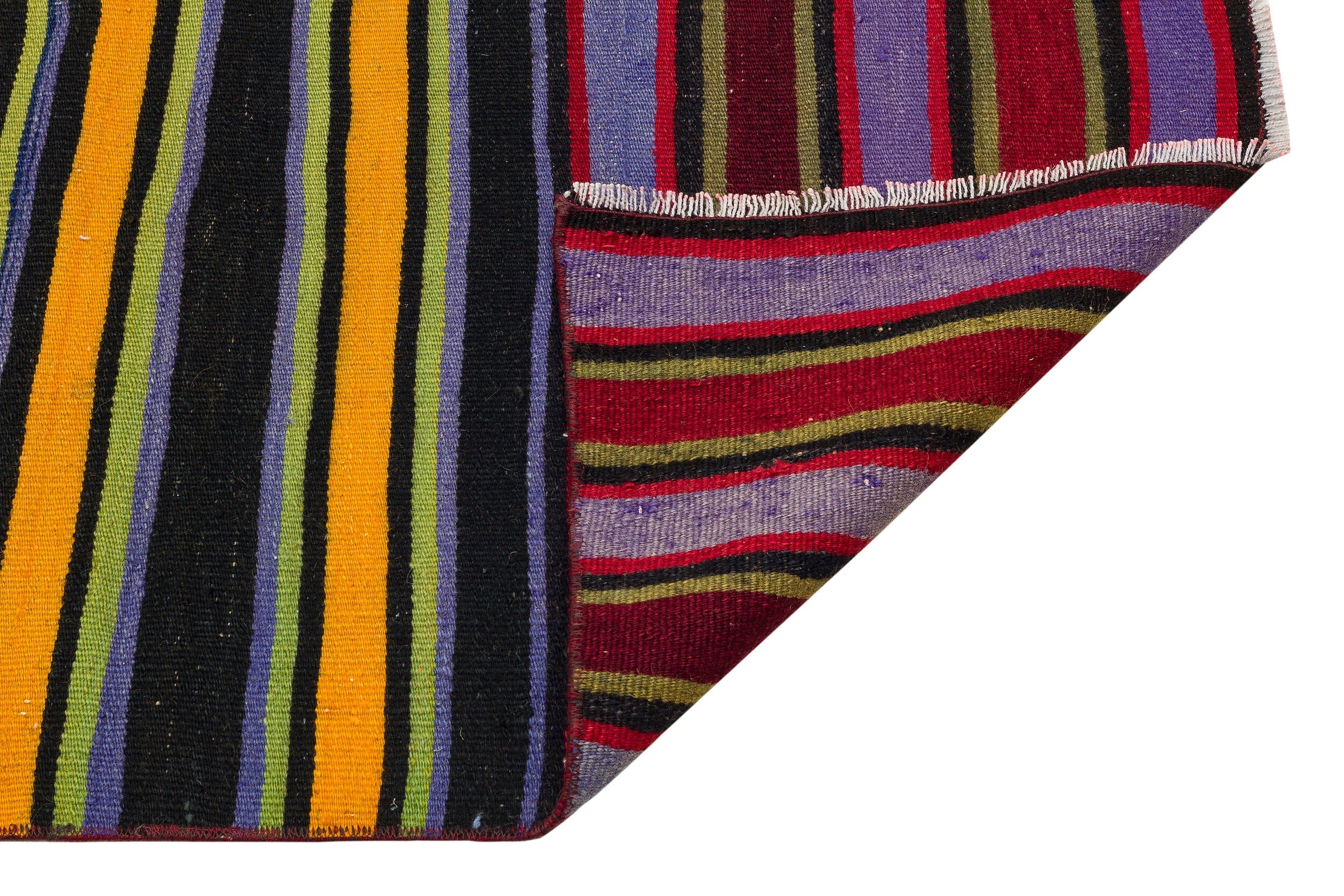 Girit Burgundy Striped Wool Handmade Area Rug 2'9" x 13'6"