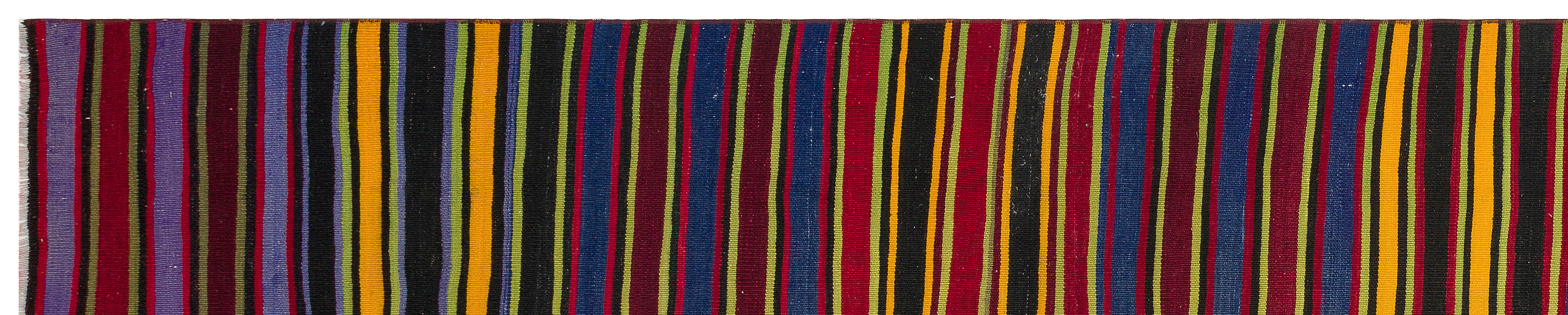 Girit Burgundy Striped Wool Handmade Area Rug 2'9" x 13'6"
