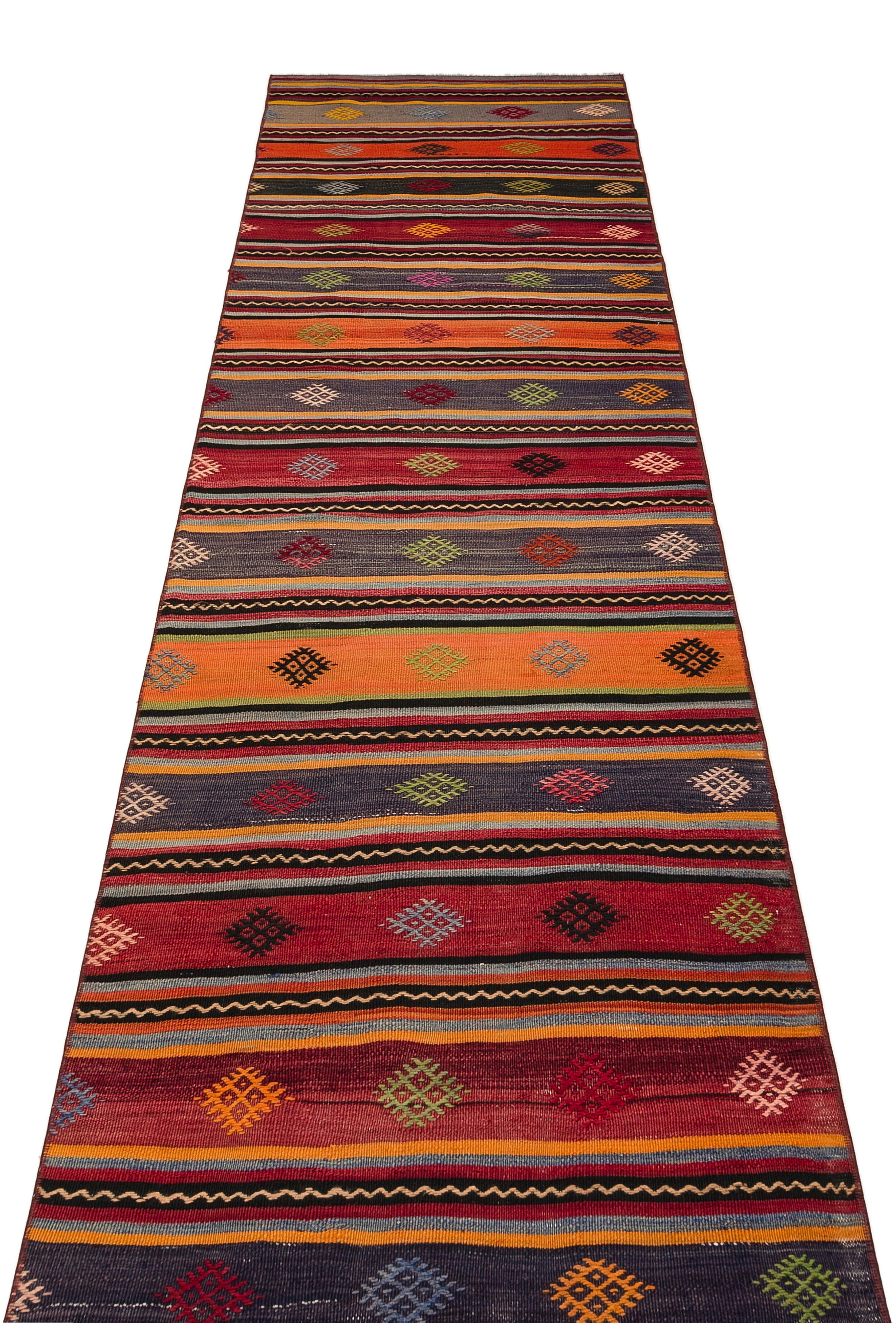 Girit Red Striped Wool Handmade Area Rug 2'7" x 12'0"