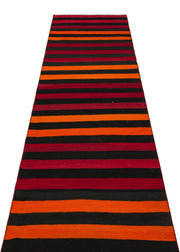 Girit Red Striped Wool Handmade Area Rug 2'8" x 9'7"