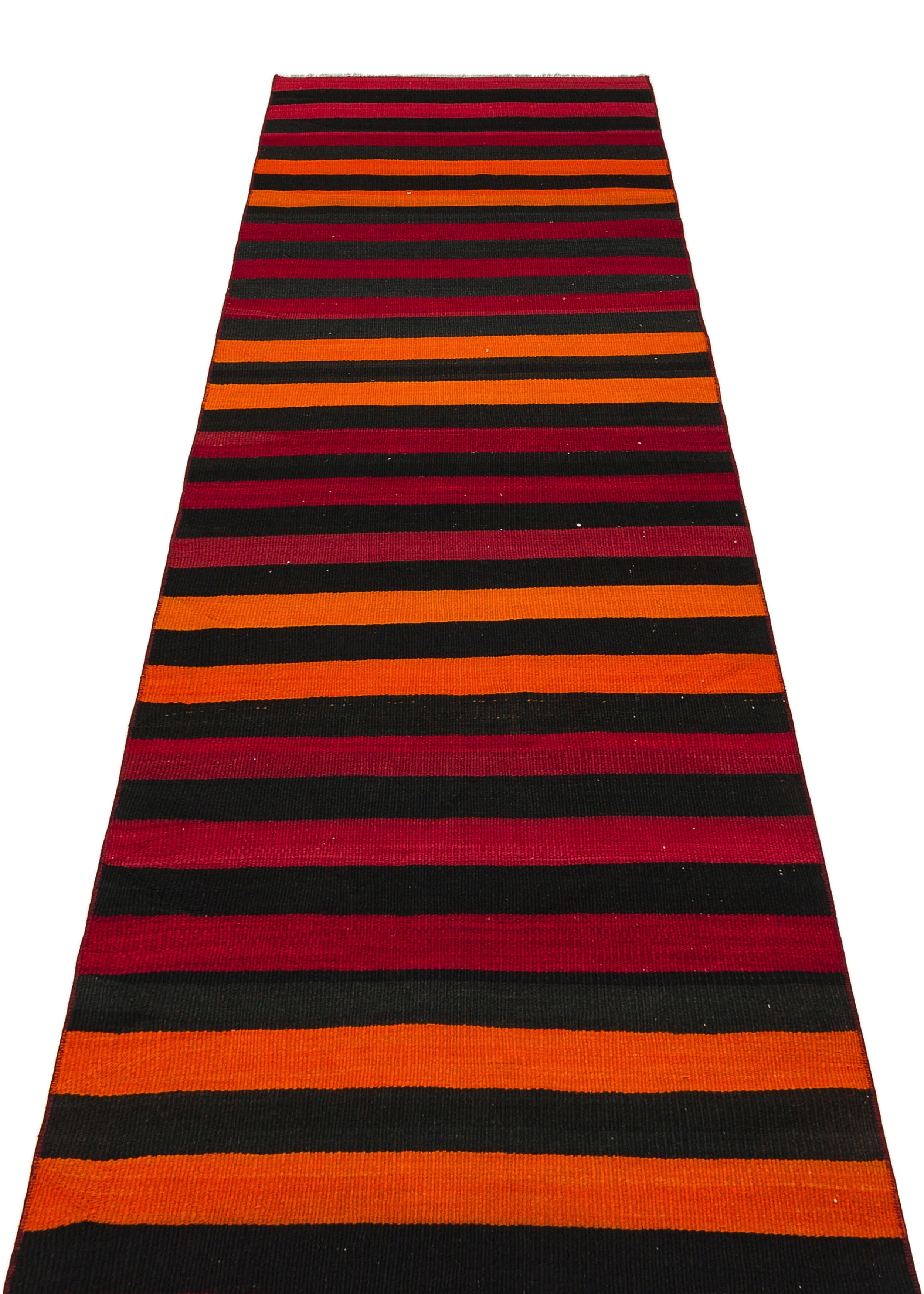 Girit Red Striped Wool Handmade Area Rug 2'8" x 9'7"