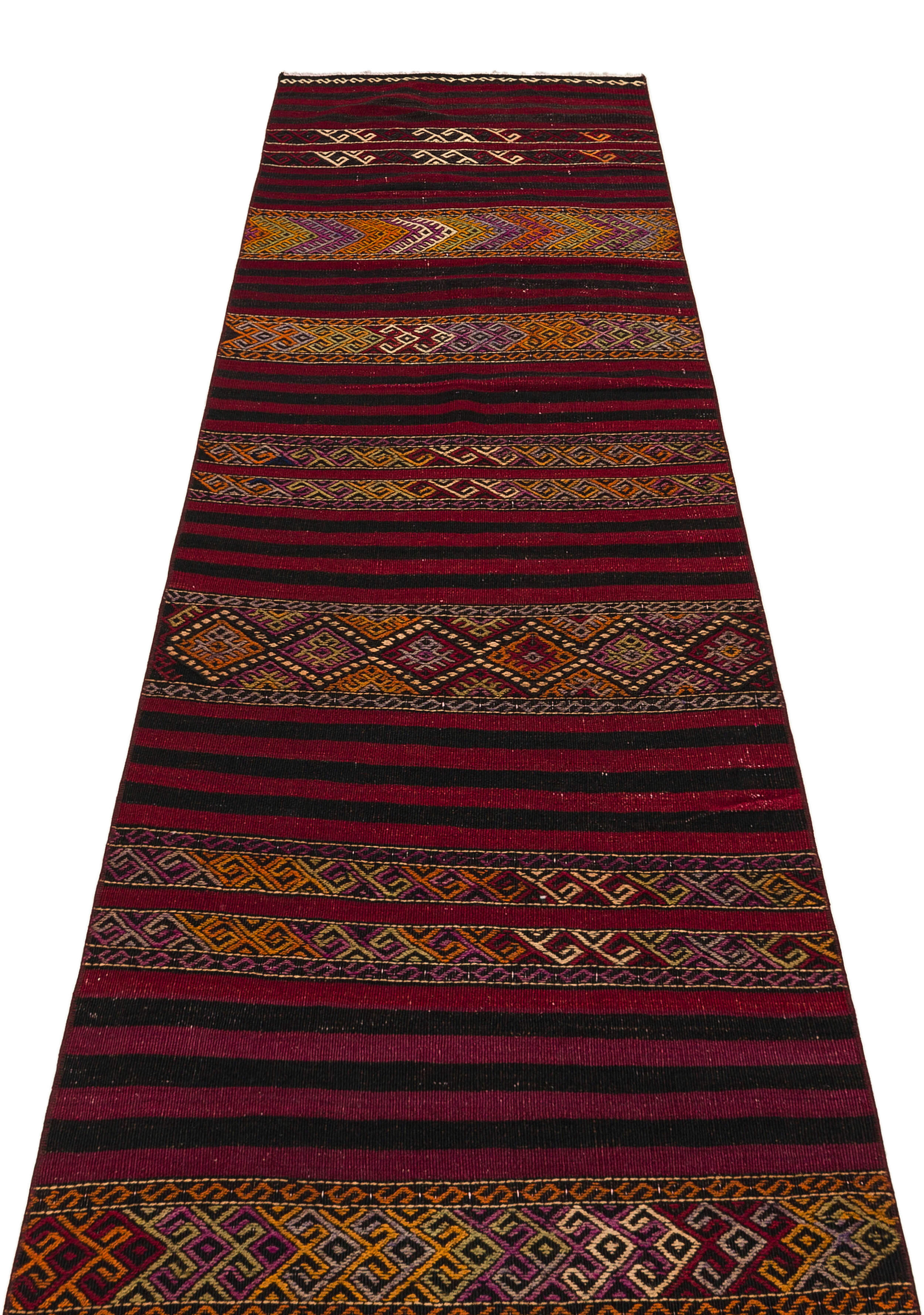 Girit Multy Striped Wool Handmade Area Rug 2'6" x 9'4"