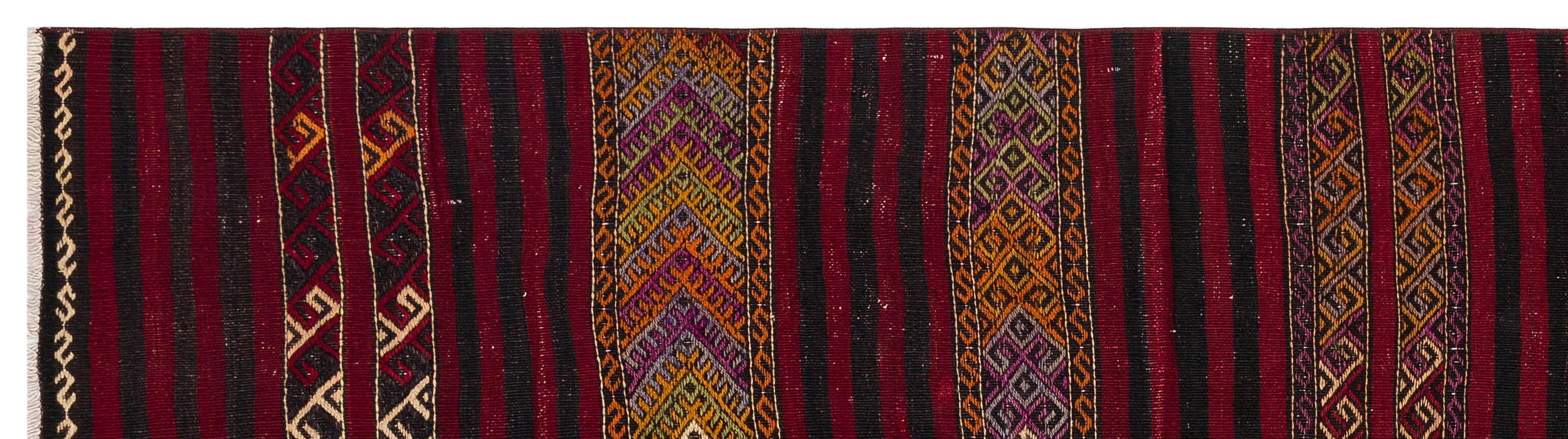 Girit Multy Striped Wool Handmade Area Rug 2'6" x 9'4"