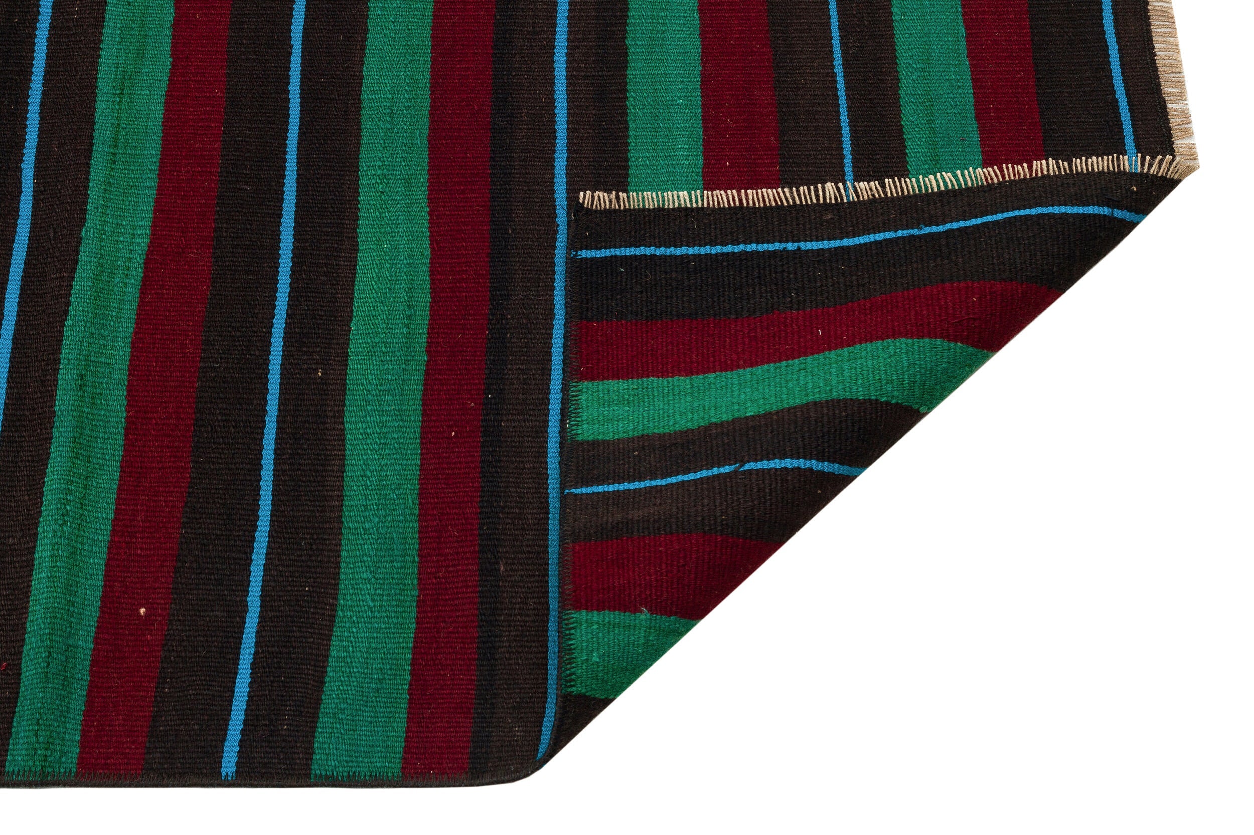 Girit Brown Striped Wool Handmade Area Rug 2'5" x 8'4"