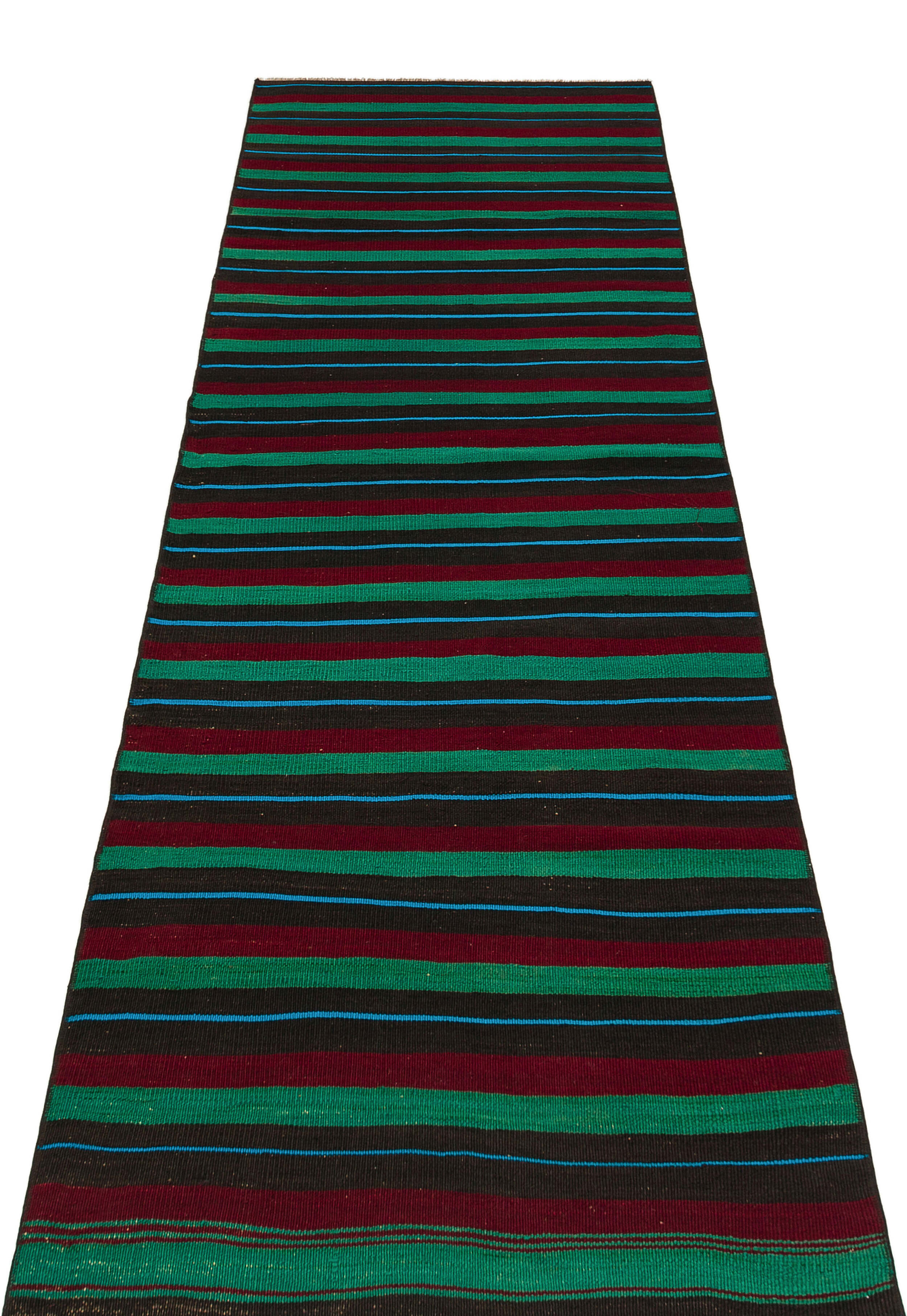 Girit Brown Striped Wool Handmade Area Rug 2'5" x 8'4"