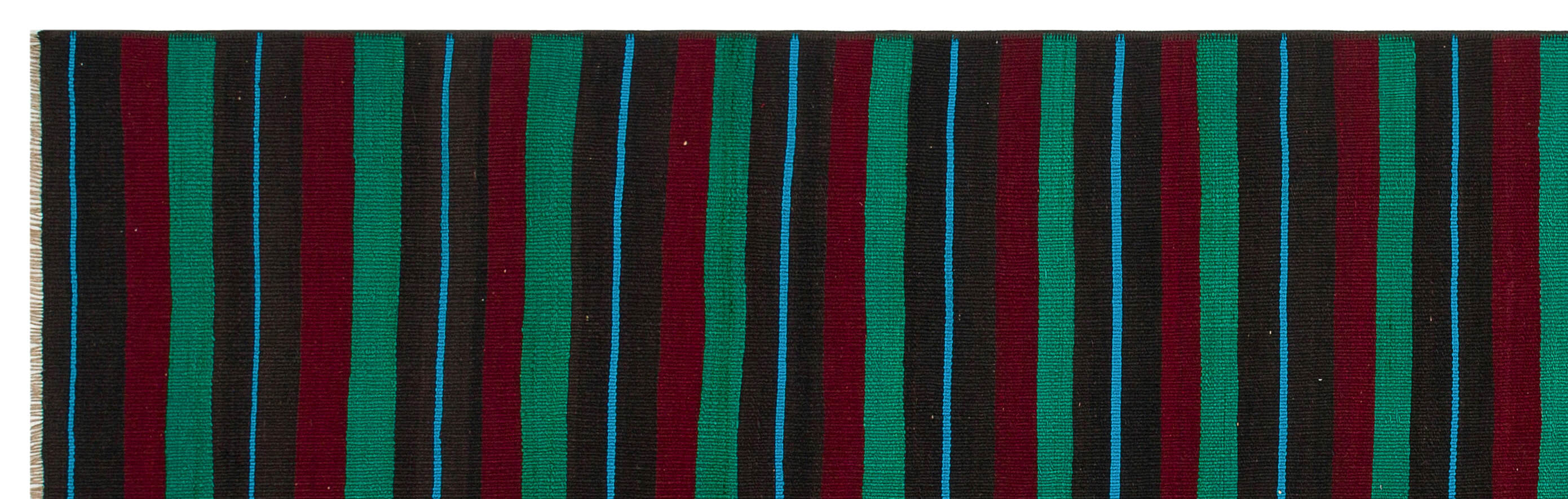 Girit Brown Striped Wool Handmade Area Rug 2'5" x 8'4"