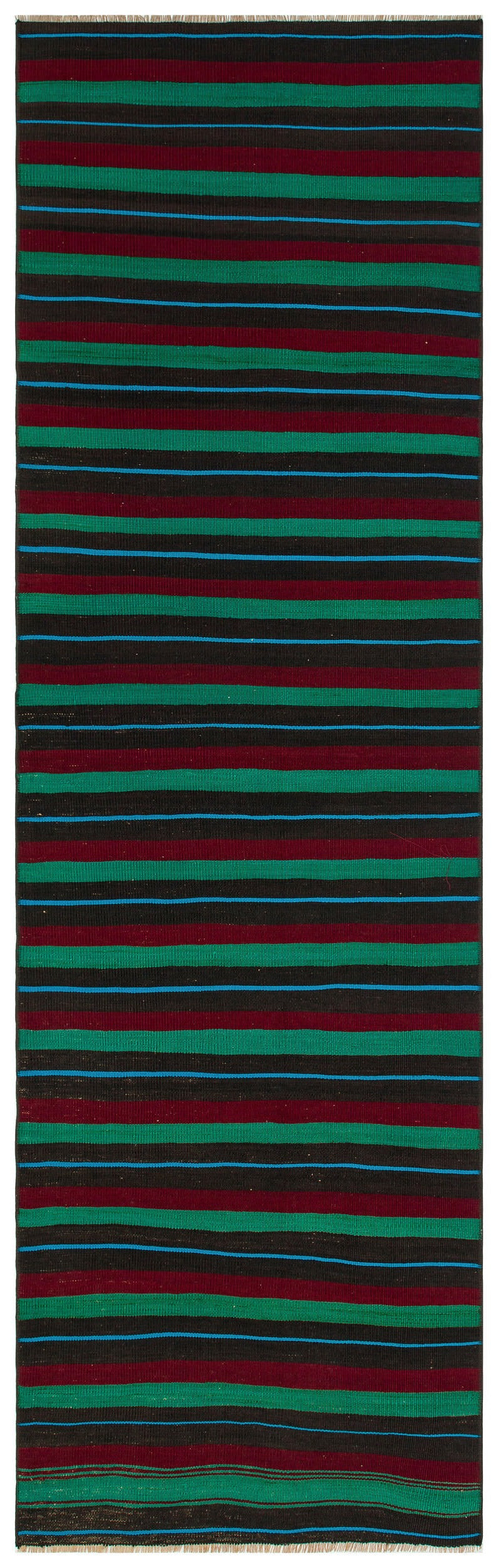 Girit Brown Striped Wool Handmade Area Rug 2'5" x 8'4"