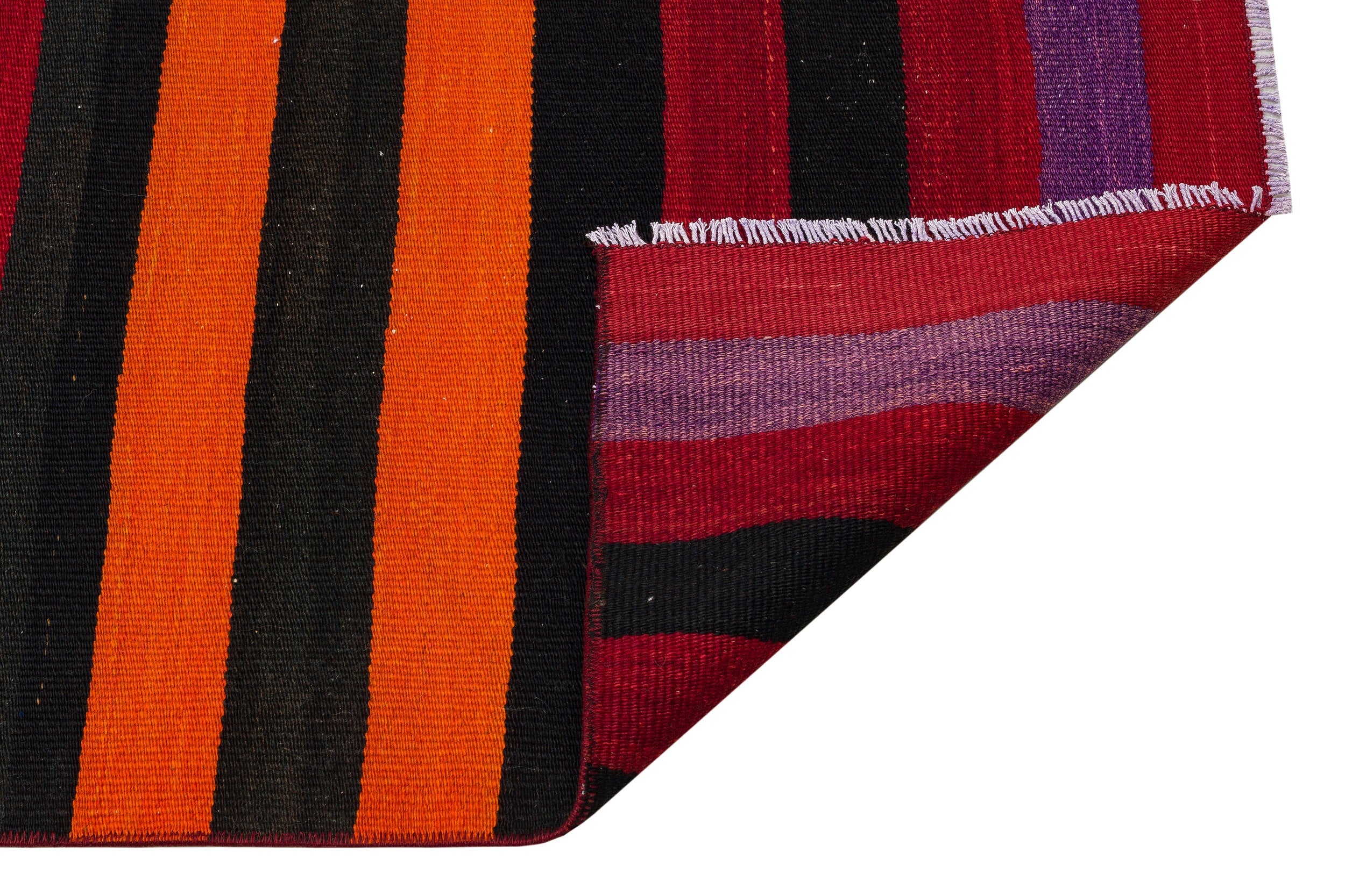Girit Red Striped Wool Handmade Area Rug 2'7" x 9'7"