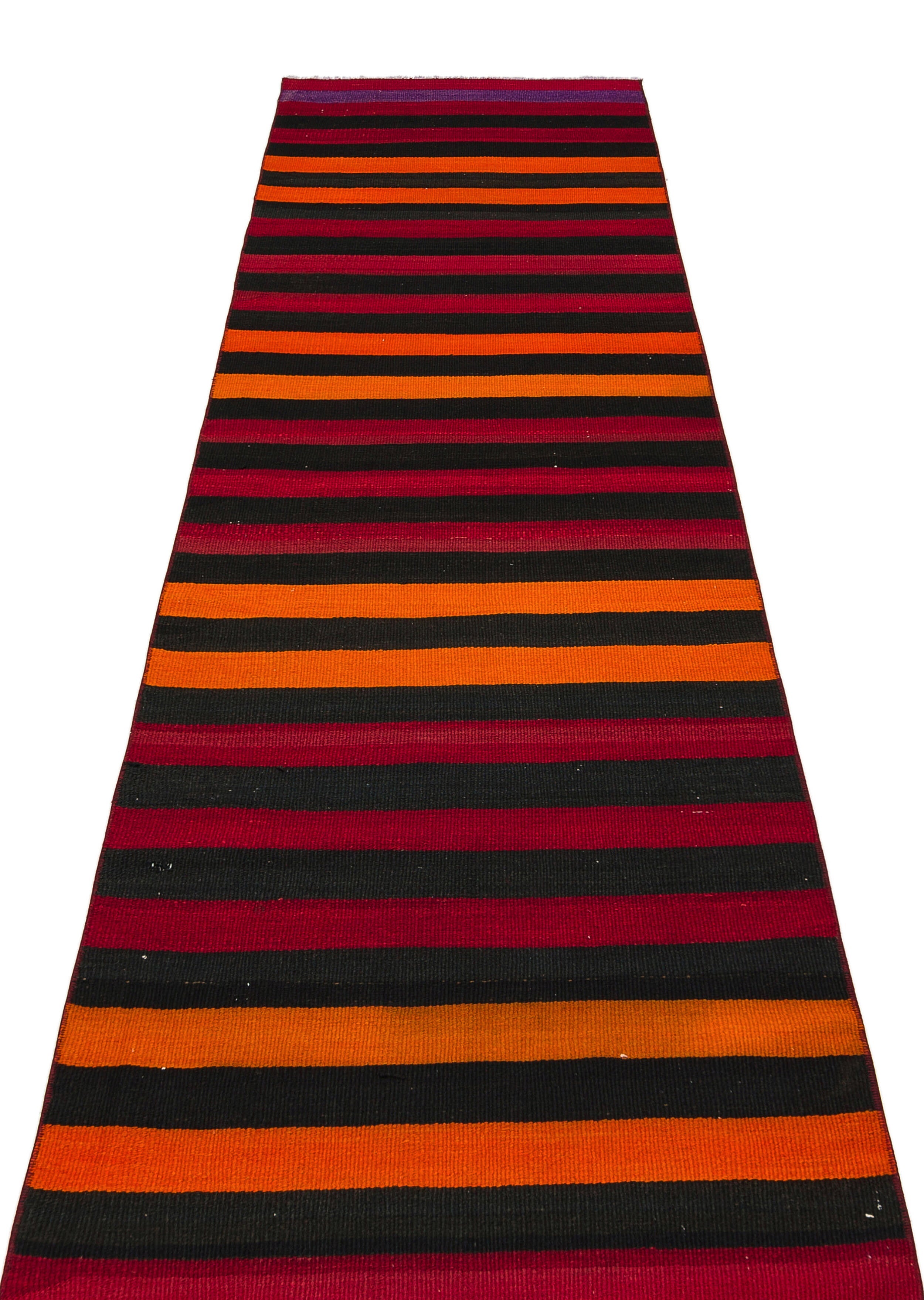 Girit Red Striped Wool Handmade Area Rug 2'7" x 9'7"
