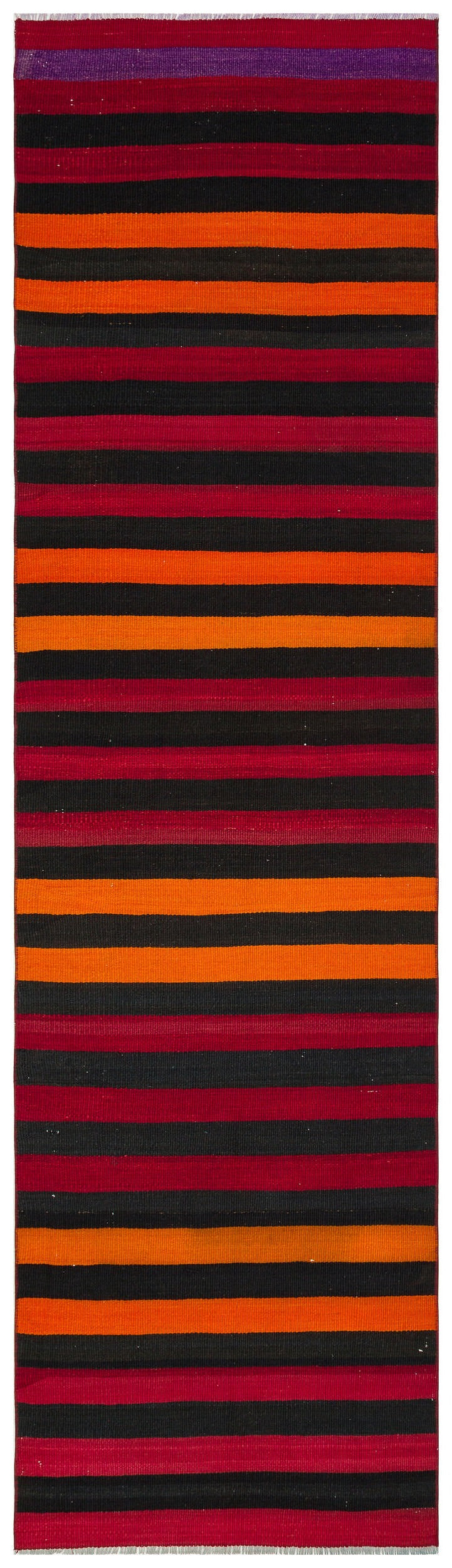 Girit Red Striped Wool Handmade Area Rug 2'7" x 9'7"