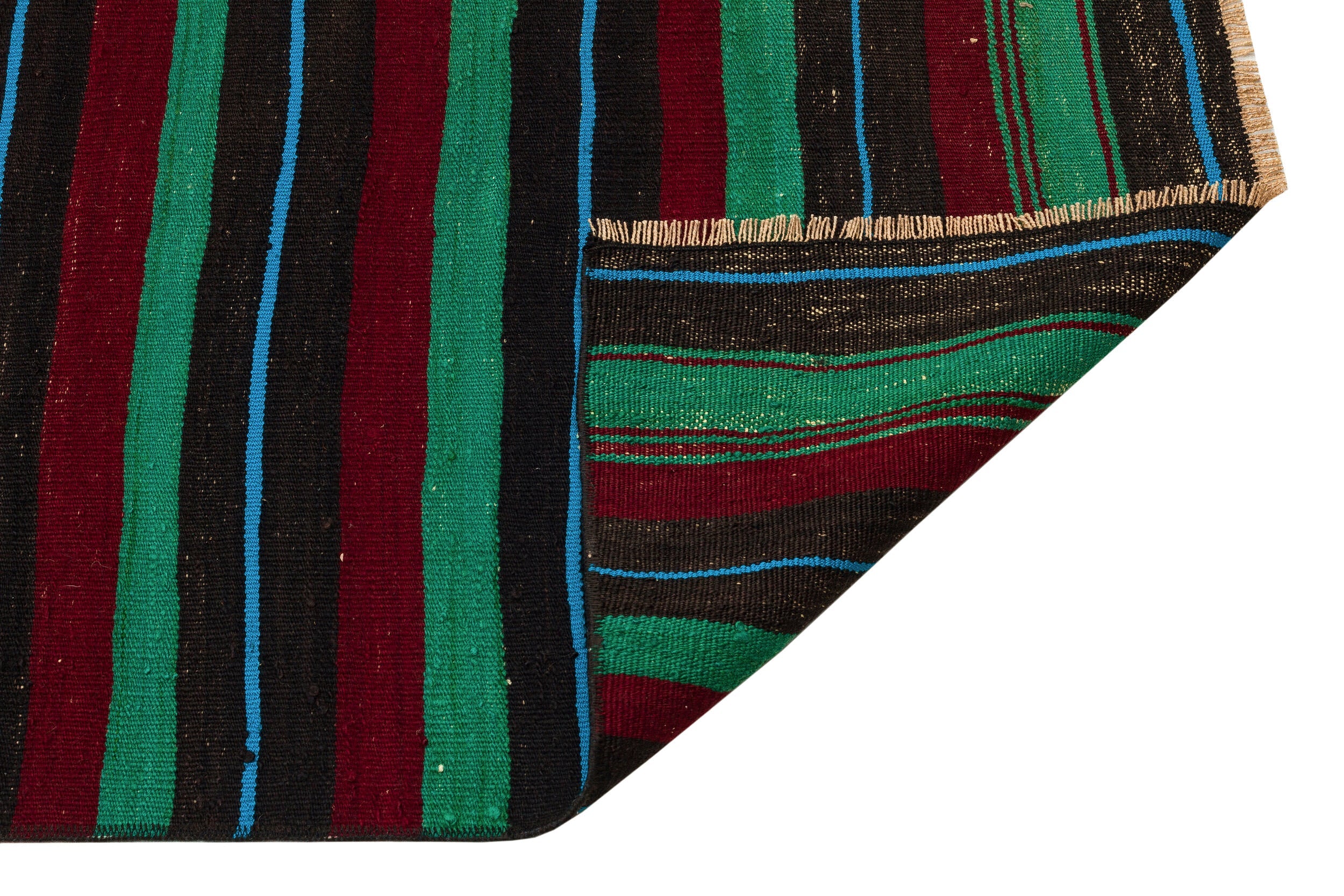 Girit Brown Striped Wool Handmade Area Rug 2'6" x 8'4"