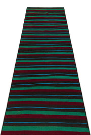 Girit Brown Striped Wool Handmade Area Rug 2'6" x 8'4"