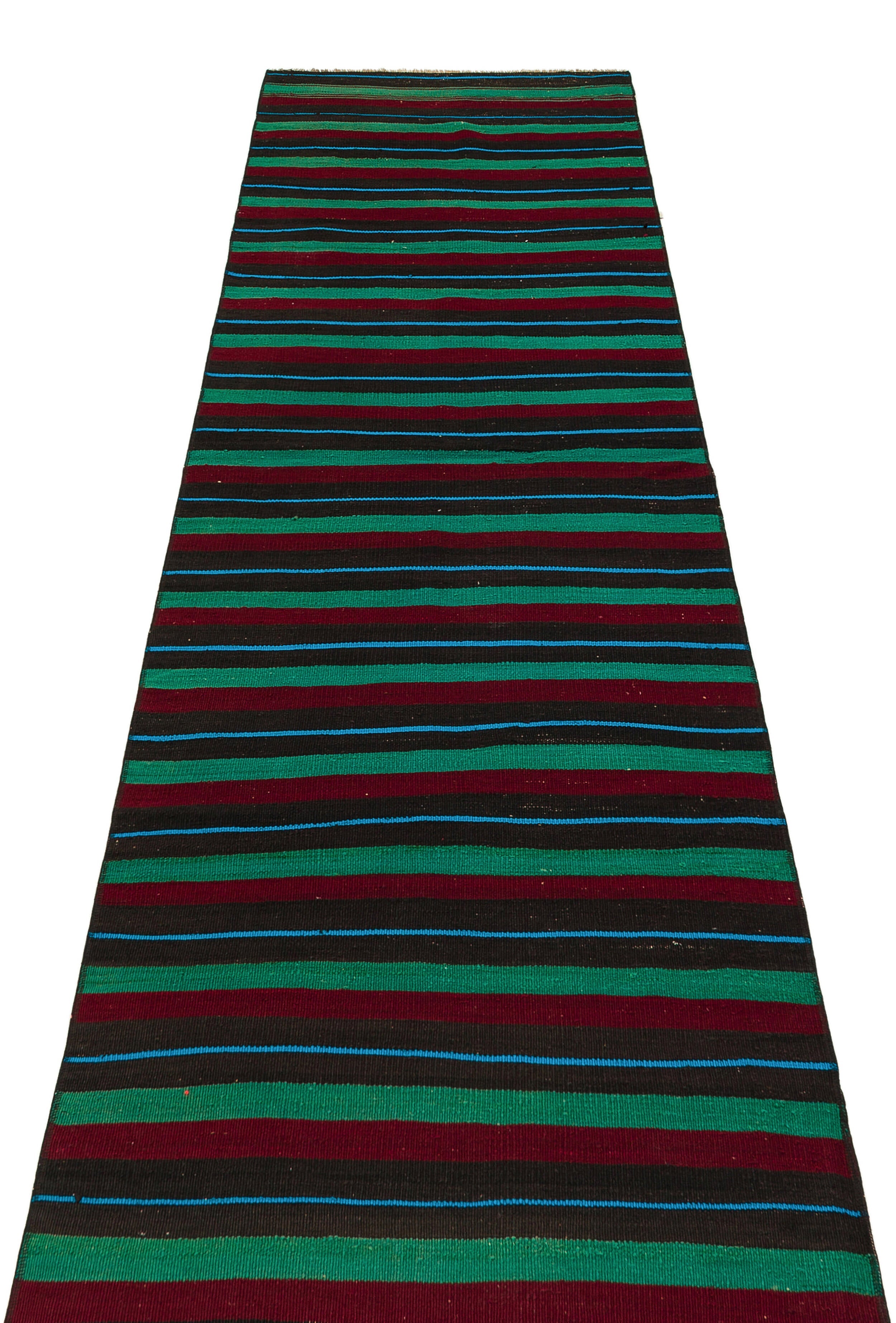 Girit Brown Striped Wool Handmade Area Rug 2'6" x 8'4"