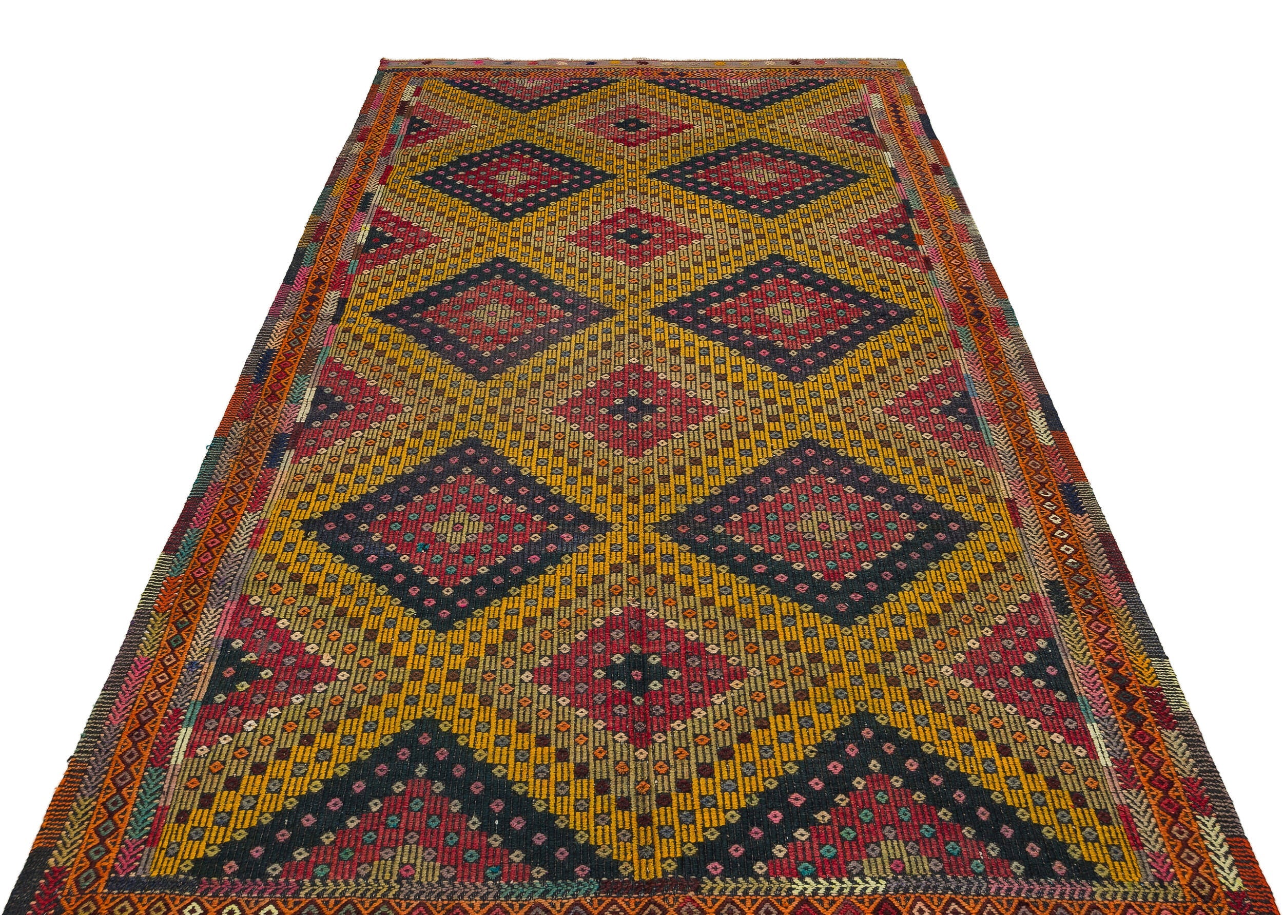 Girit Brown Geometric Wool Handmade Area Rug 5'5" x 9'3"