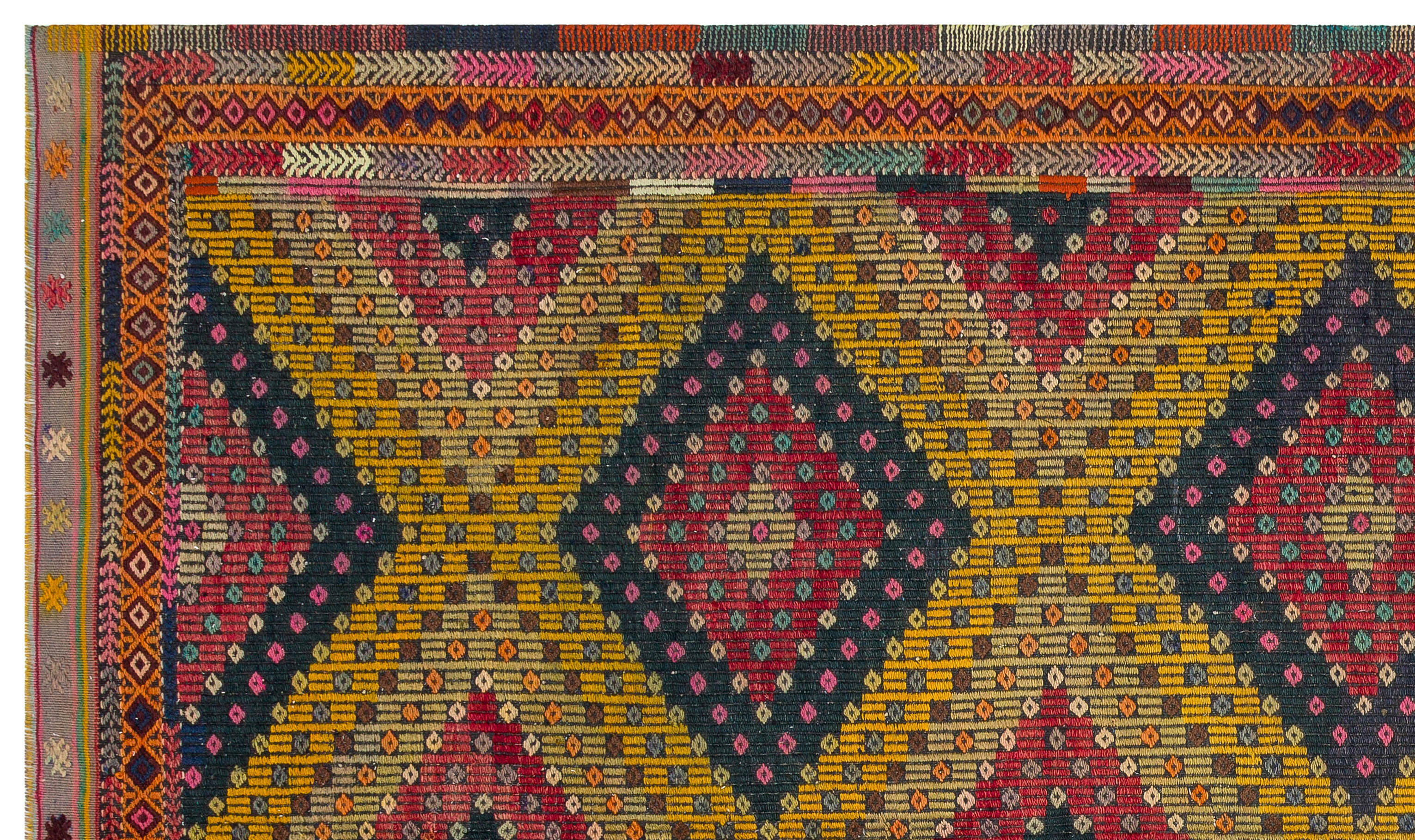 Girit Brown Geometric Wool Handmade Area Rug 5'5" x 9'3"