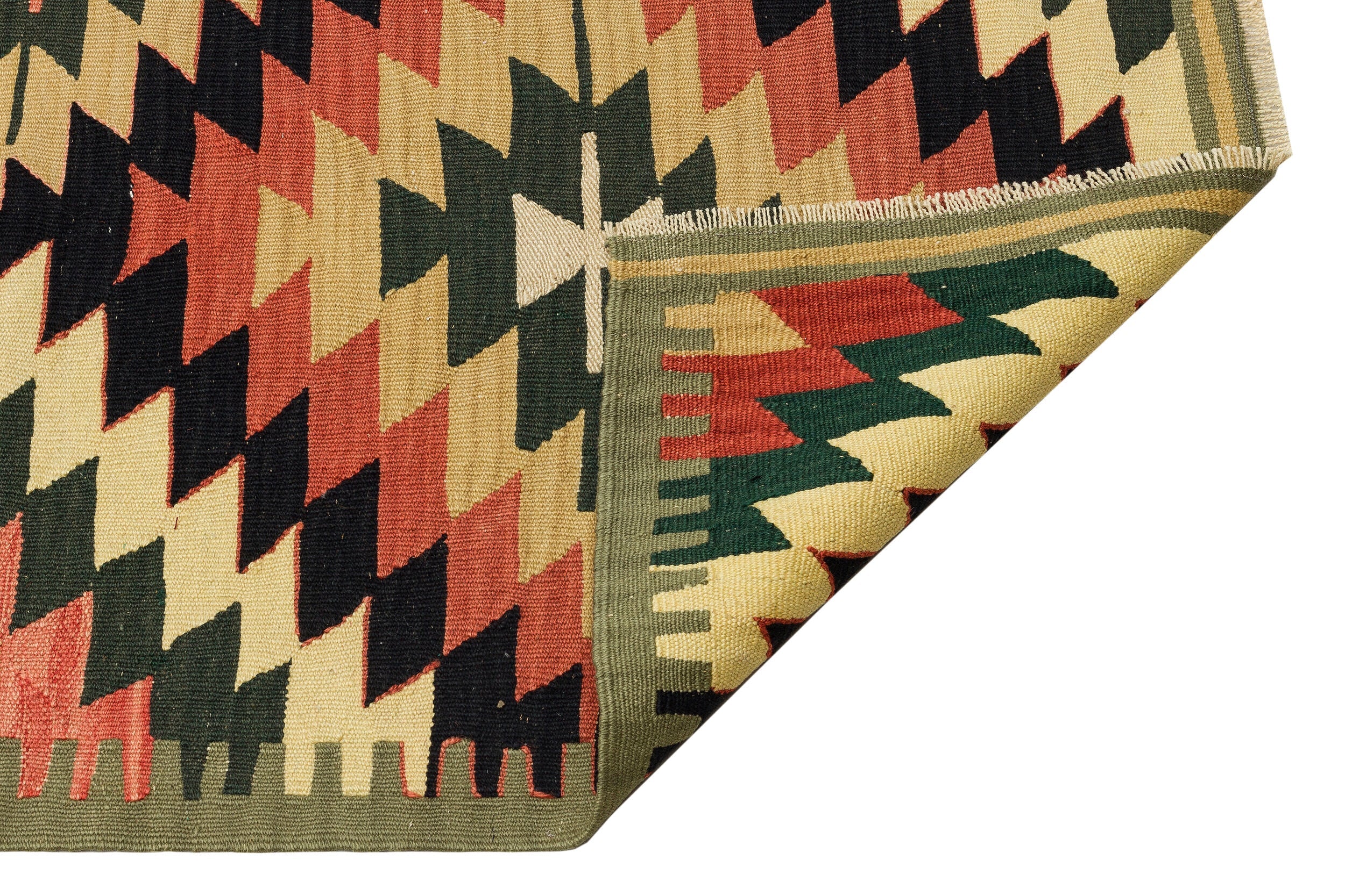 Girit Brown Geometric Wool Handmade Area Rug 4'3" x 12'0"
