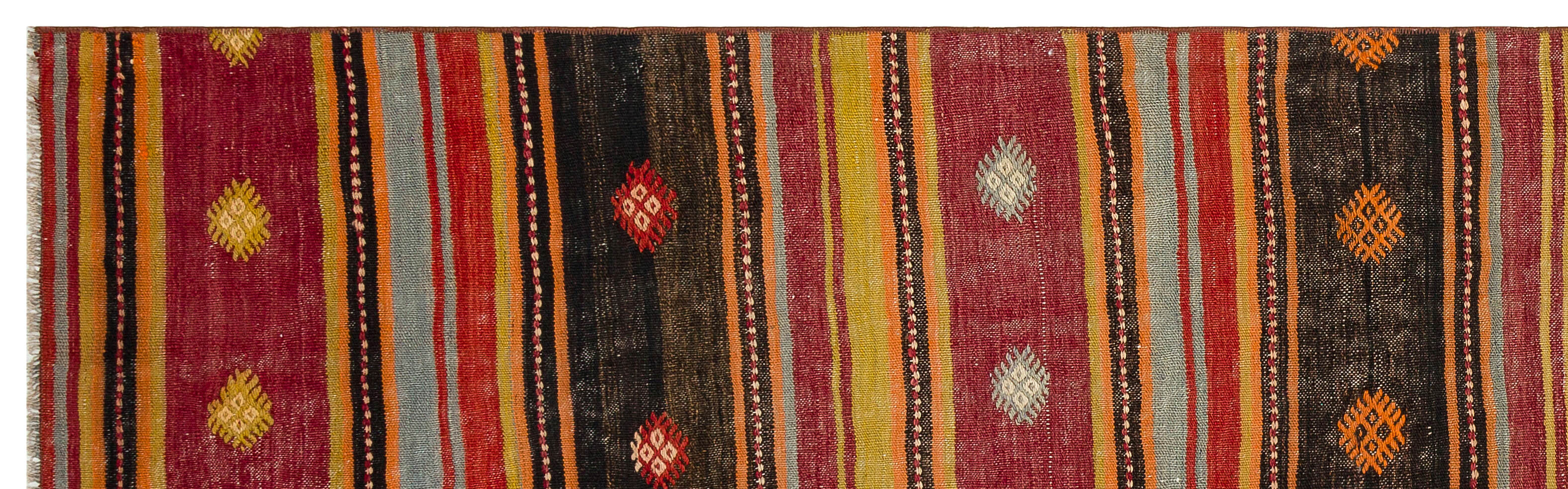 Girit Multy Striped Wool Handmade Area Rug 2'10" x 9'7"