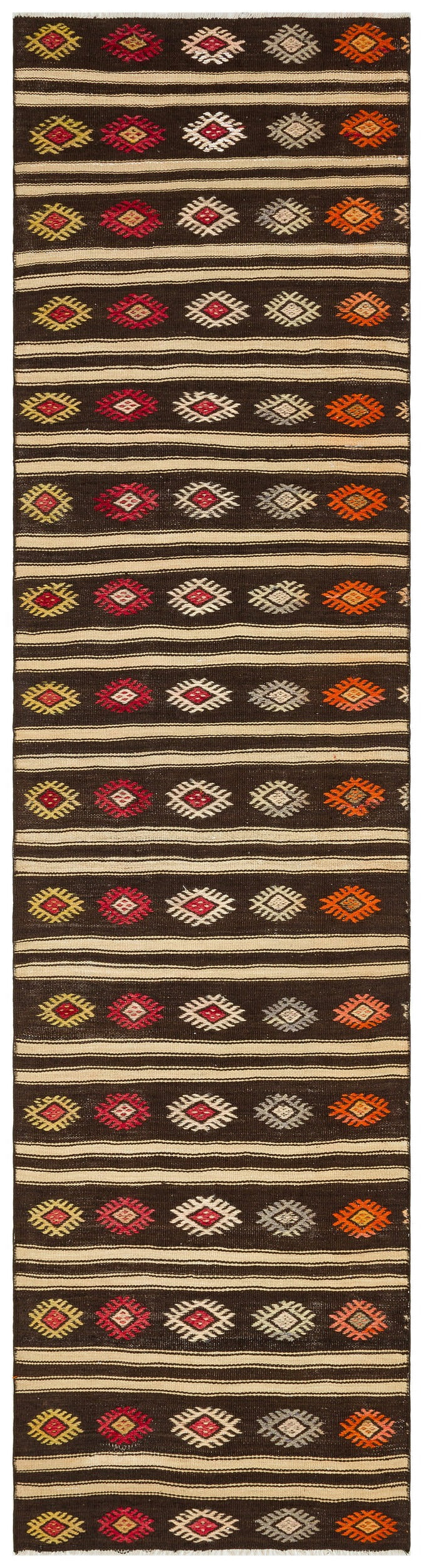 Girit Multy Striped Wool Handmade Area Rug 2'6" x 10'3"