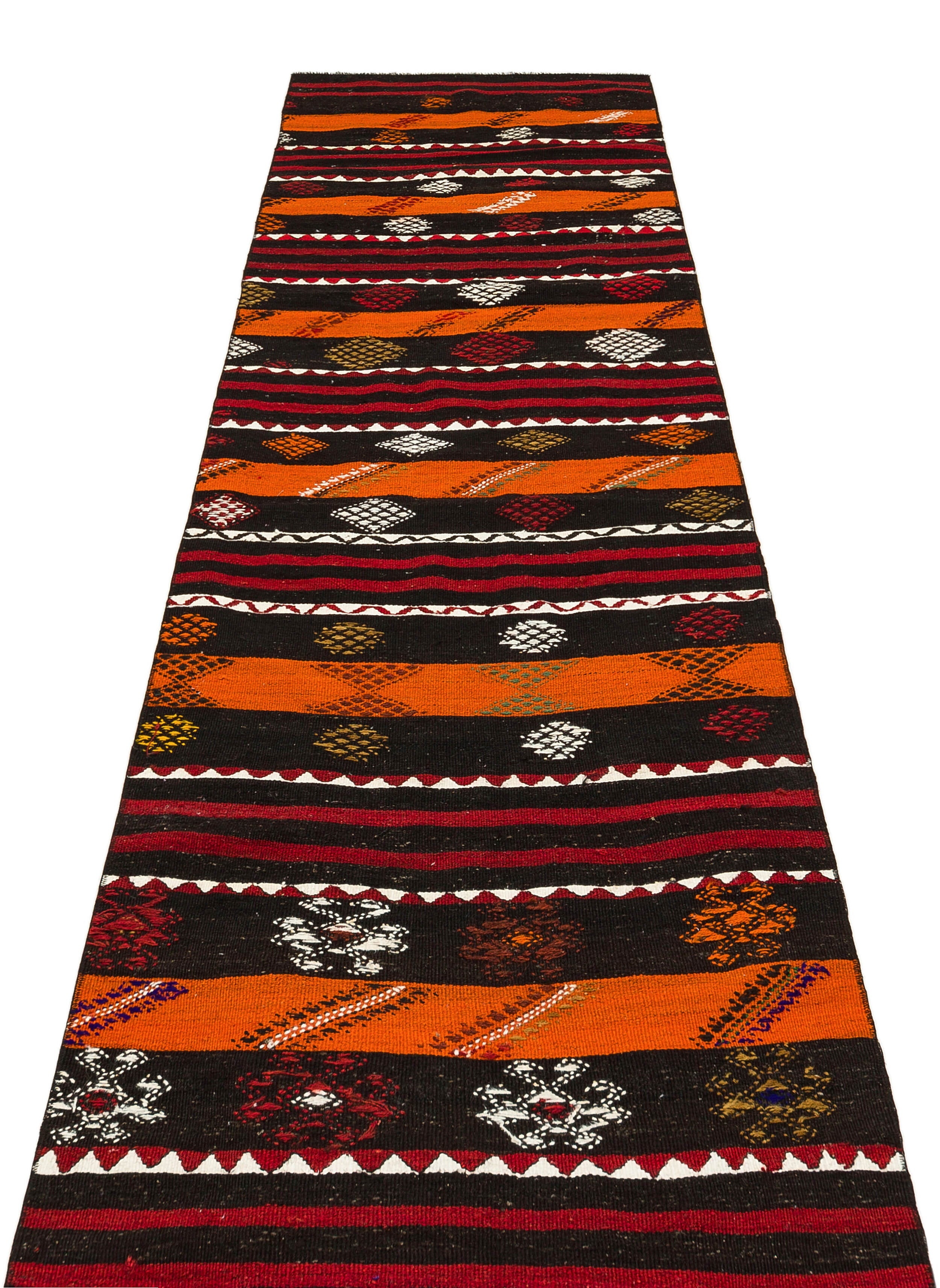 Girit Brown Striped Wool Handmade Area Rug 2'9" x 10'11"