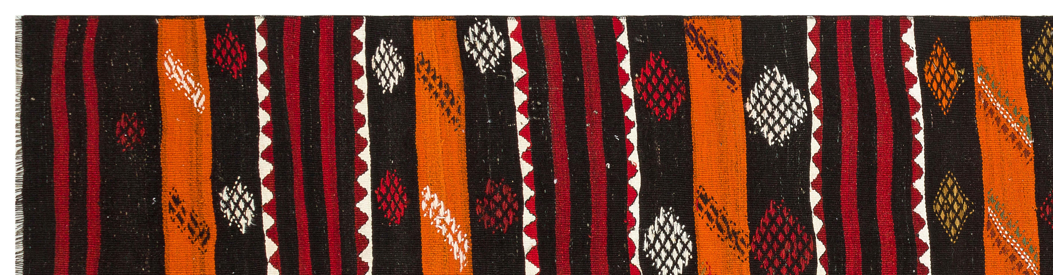Girit Brown Striped Wool Handmade Area Rug 2'9" x 10'11"