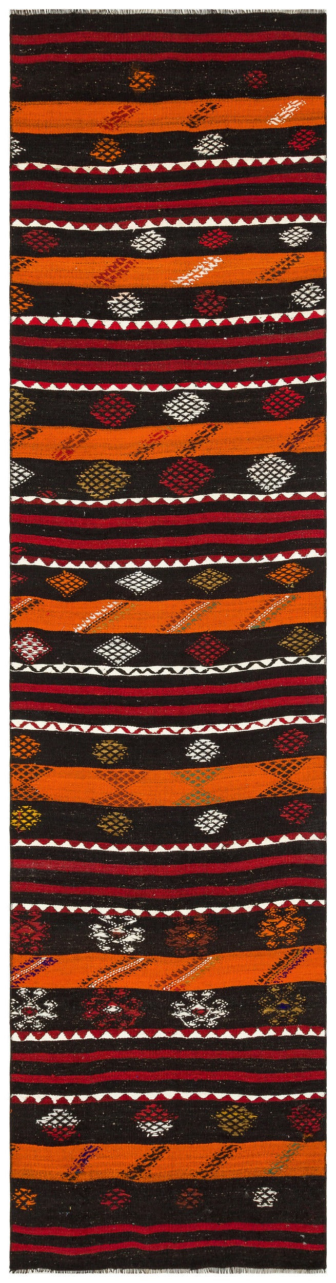 Girit Brown Striped Wool Handmade Area Rug 2'9" x 10'11"