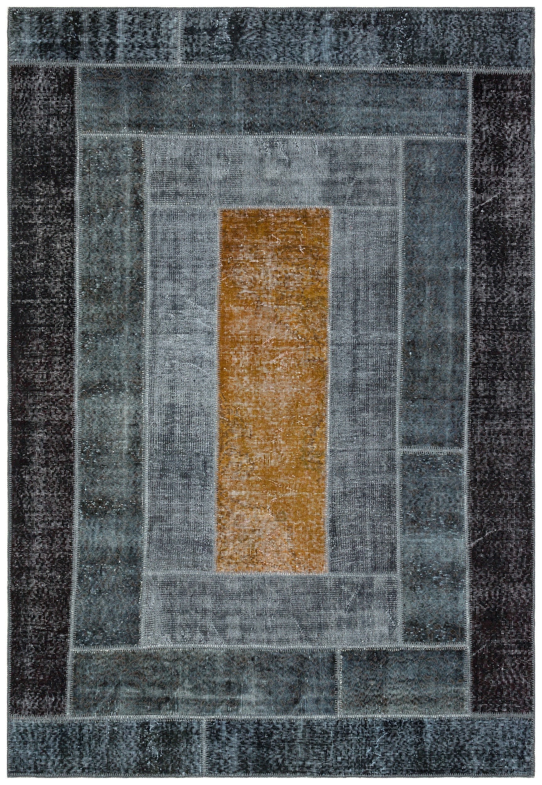 Iskece Grey Vintage Wool Handmade Area Rug 6'0" x 9'4"