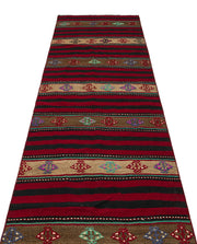 Girit Red Striped Wool Handmade Area Rug 2'11" x 10'2"
