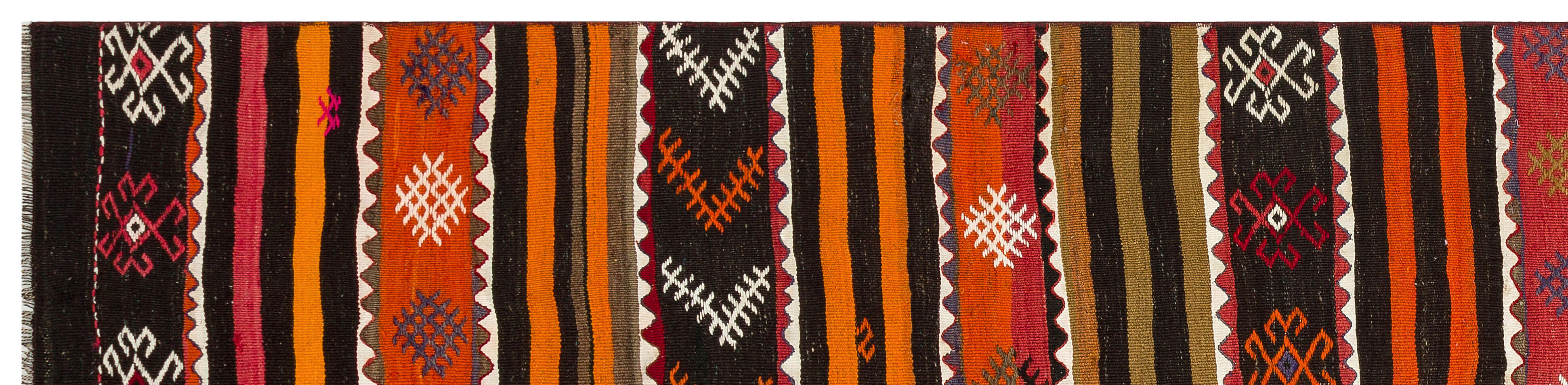 Girit Red Striped Wool Handmade Area Rug 2'9" x 11'7"