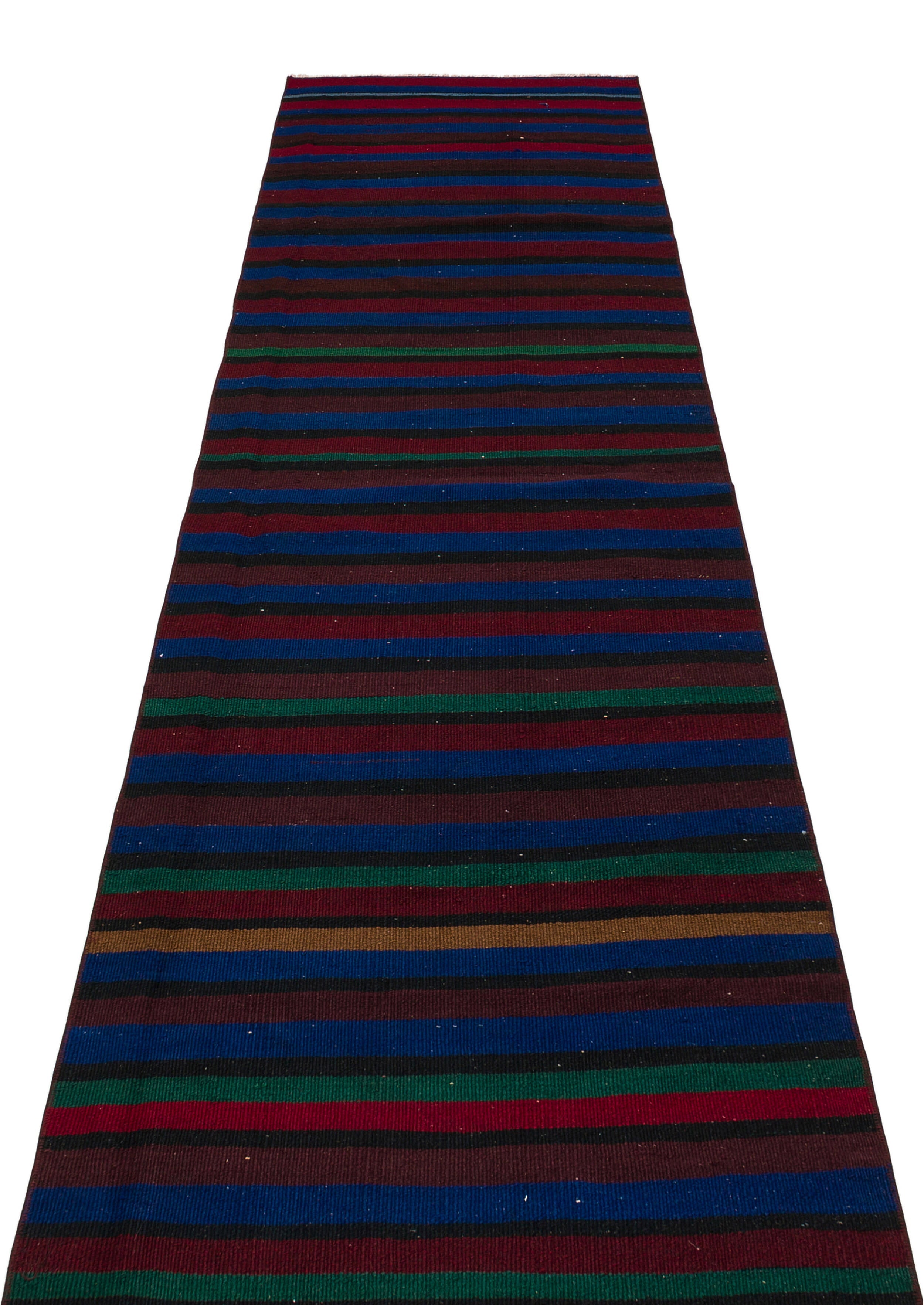 Girit Purple Striped Wool Handmade Area Rug 2'8" x 9'9"