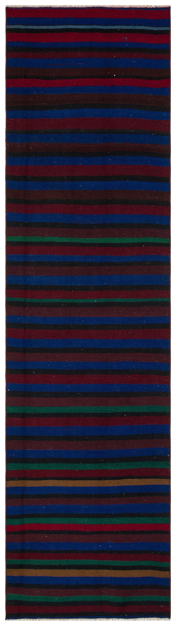 Girit Purple Striped Wool Handmade Area Rug 2'8" x 9'9"