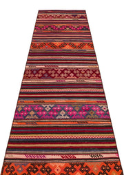 Girit Brown Geometric Wool Handmade Area Rug 2'7" x 9'9"